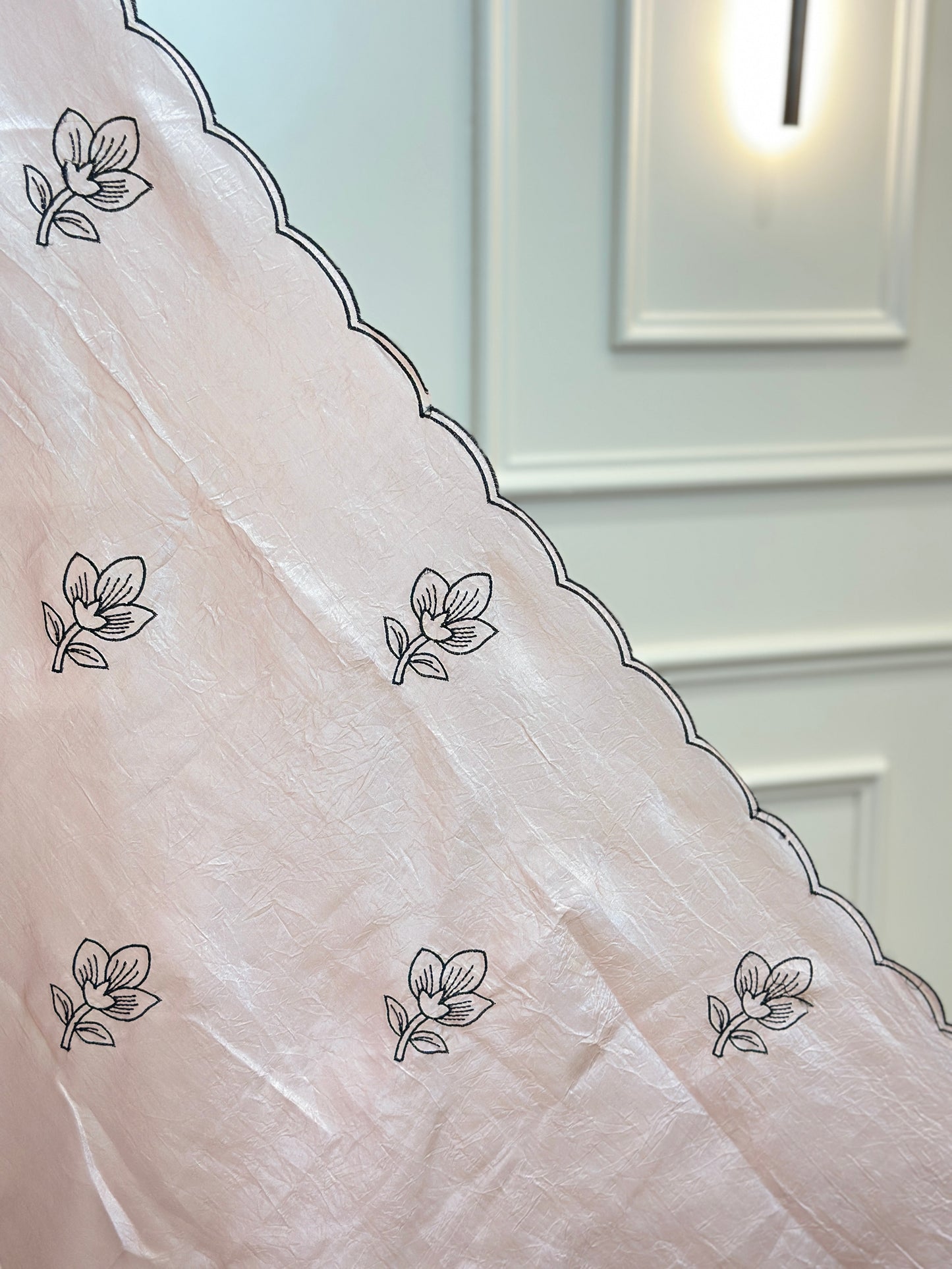 Pastel Blush Pink Designer Saree with Elegant Border - Post 717