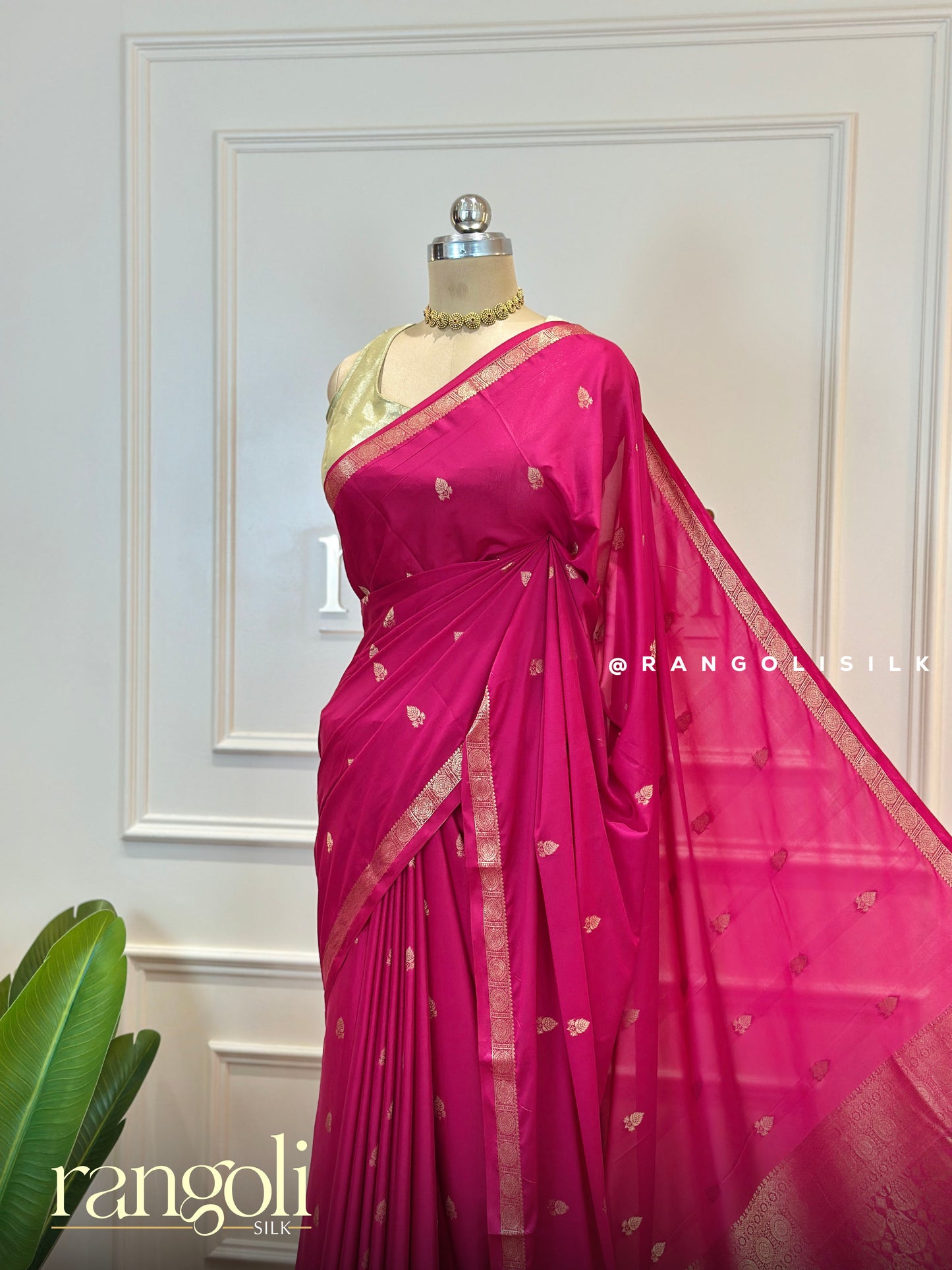 Semi Mysore Silk Sarees with Golden Zari Borders & Woven Motifs – Post 573