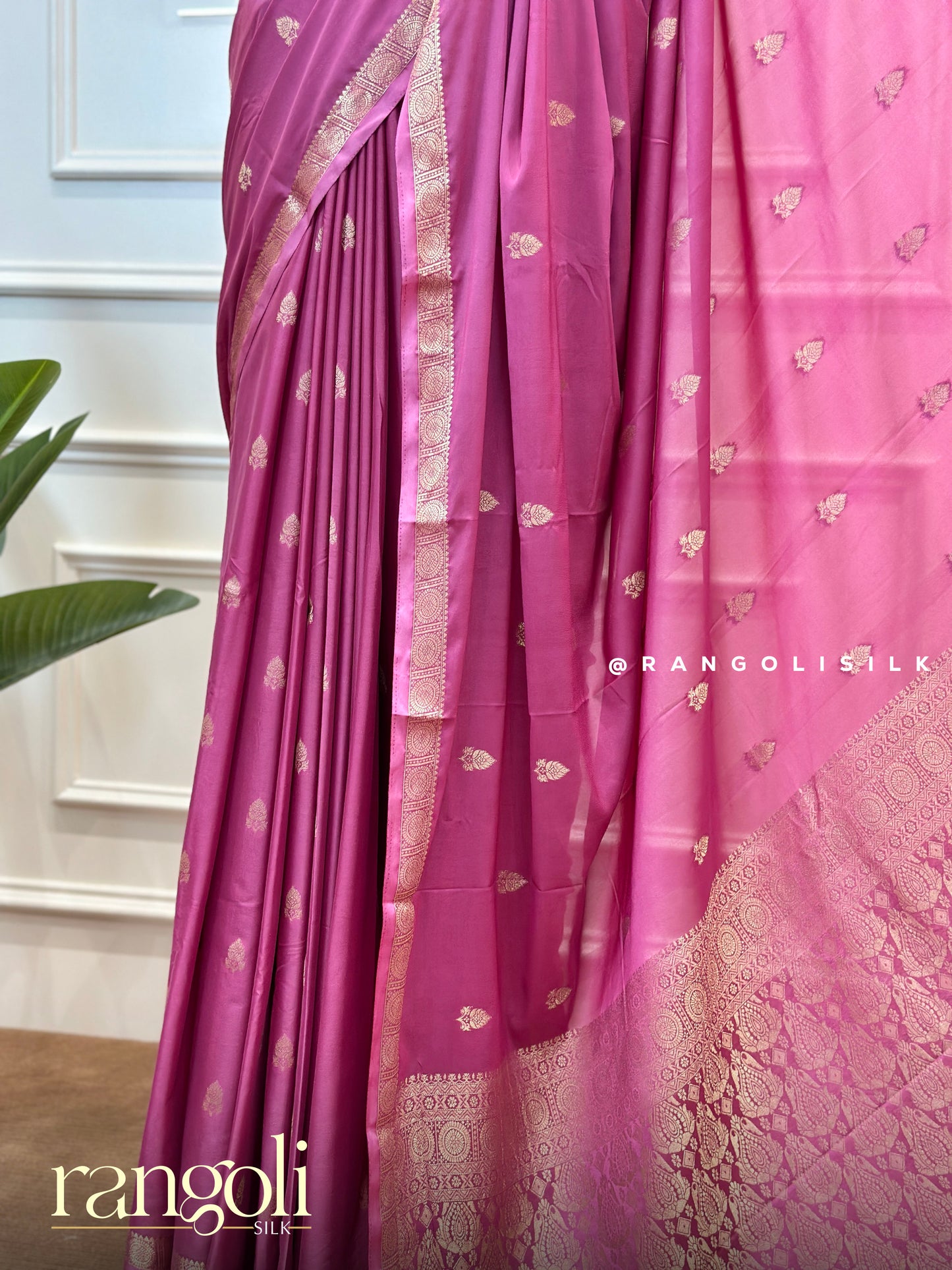 Semi Mysore Silk Sarees with Golden Zari Borders & Woven Motifs – Post 573