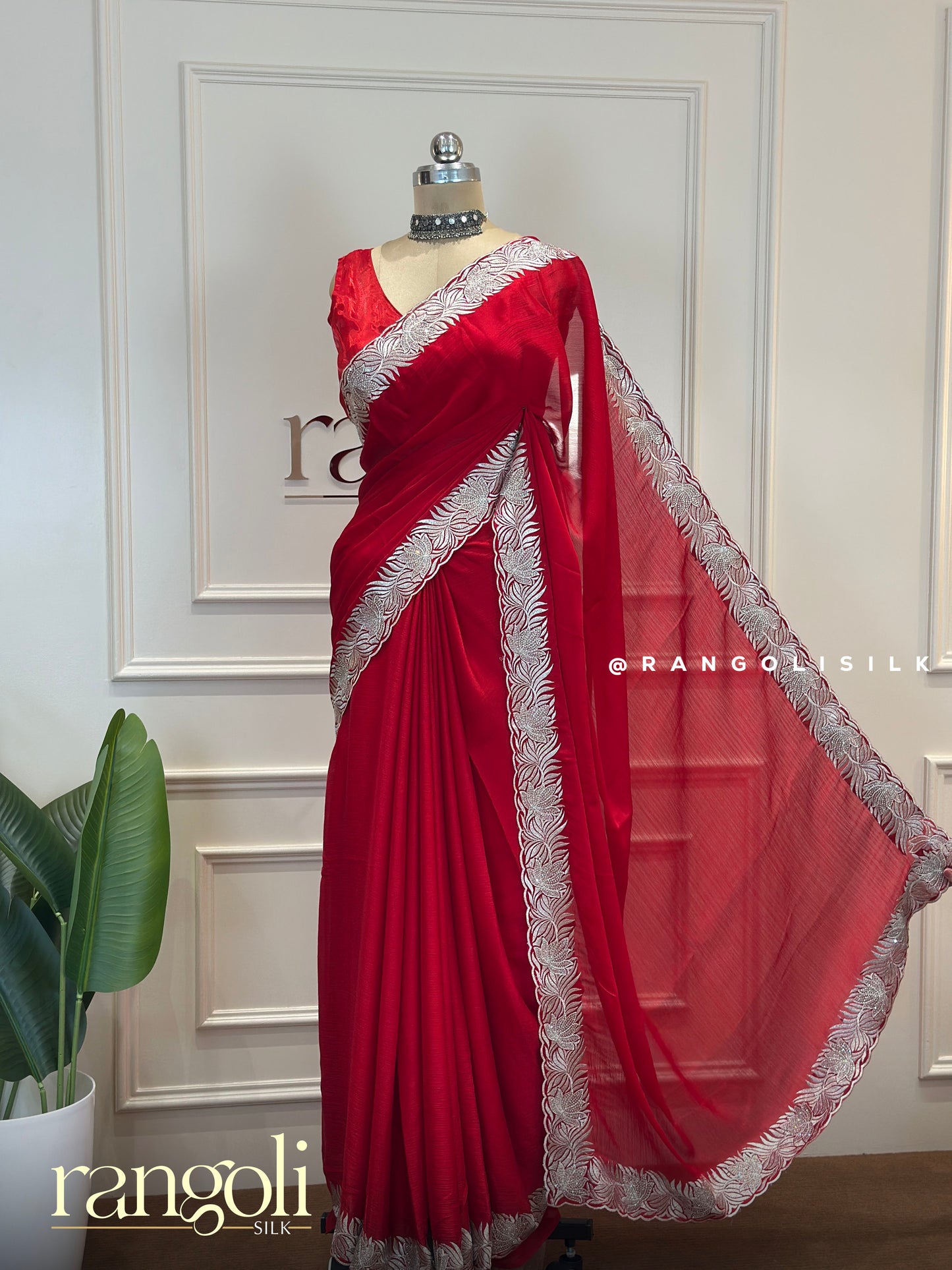 Designer Partywear Sarees – Rich Tones & Silver Borders for Effortless Elegance - Post 577