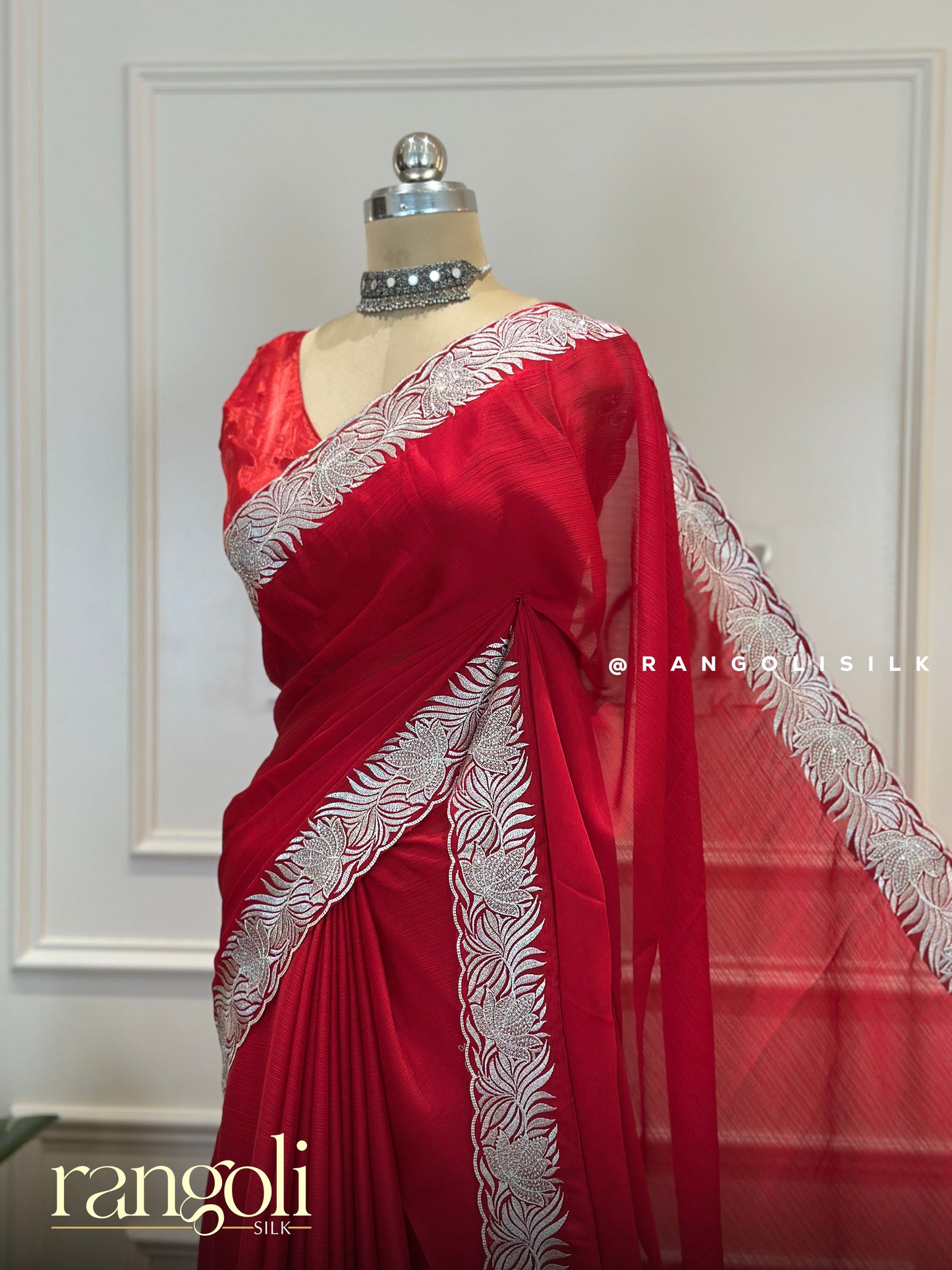 Designer Partywear Sarees – Rich Tones & Silver Borders for Effortless Elegance - Post 577