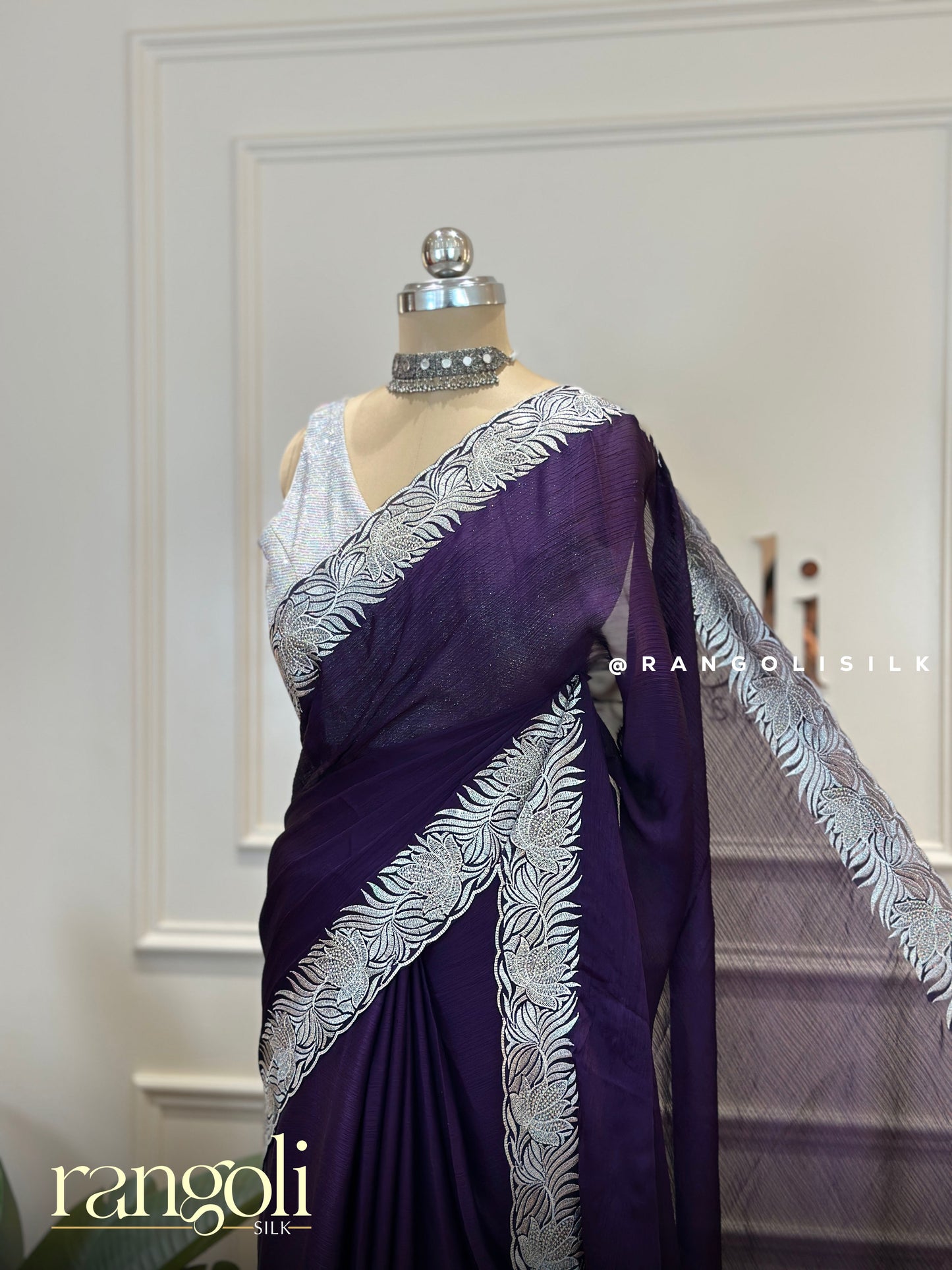 Designer Partywear Sarees – Rich Tones & Silver Borders for Effortless Elegance - Post 577