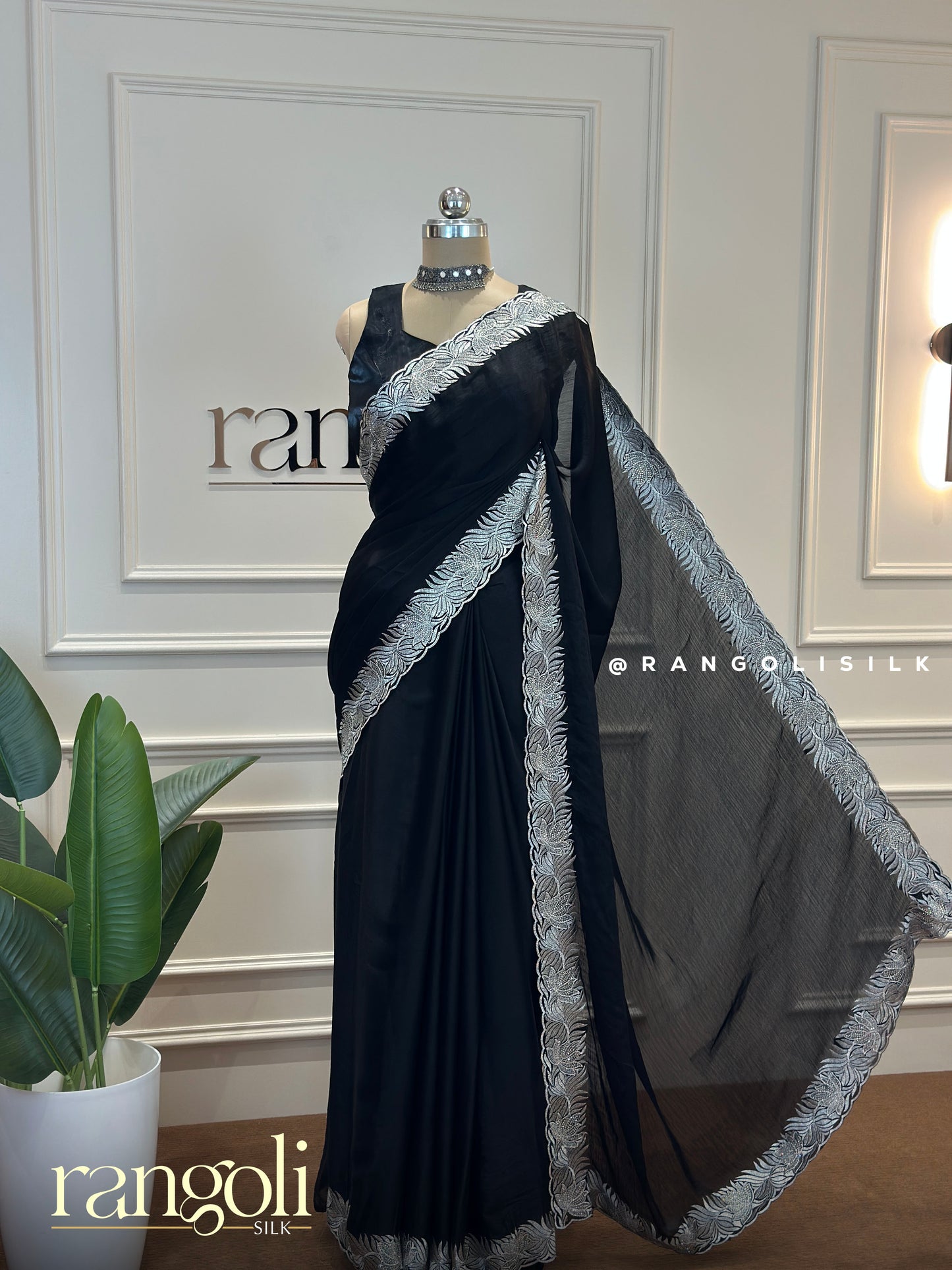 Designer Partywear Sarees – Rich Tones & Silver Borders for Effortless Elegance - Post 577