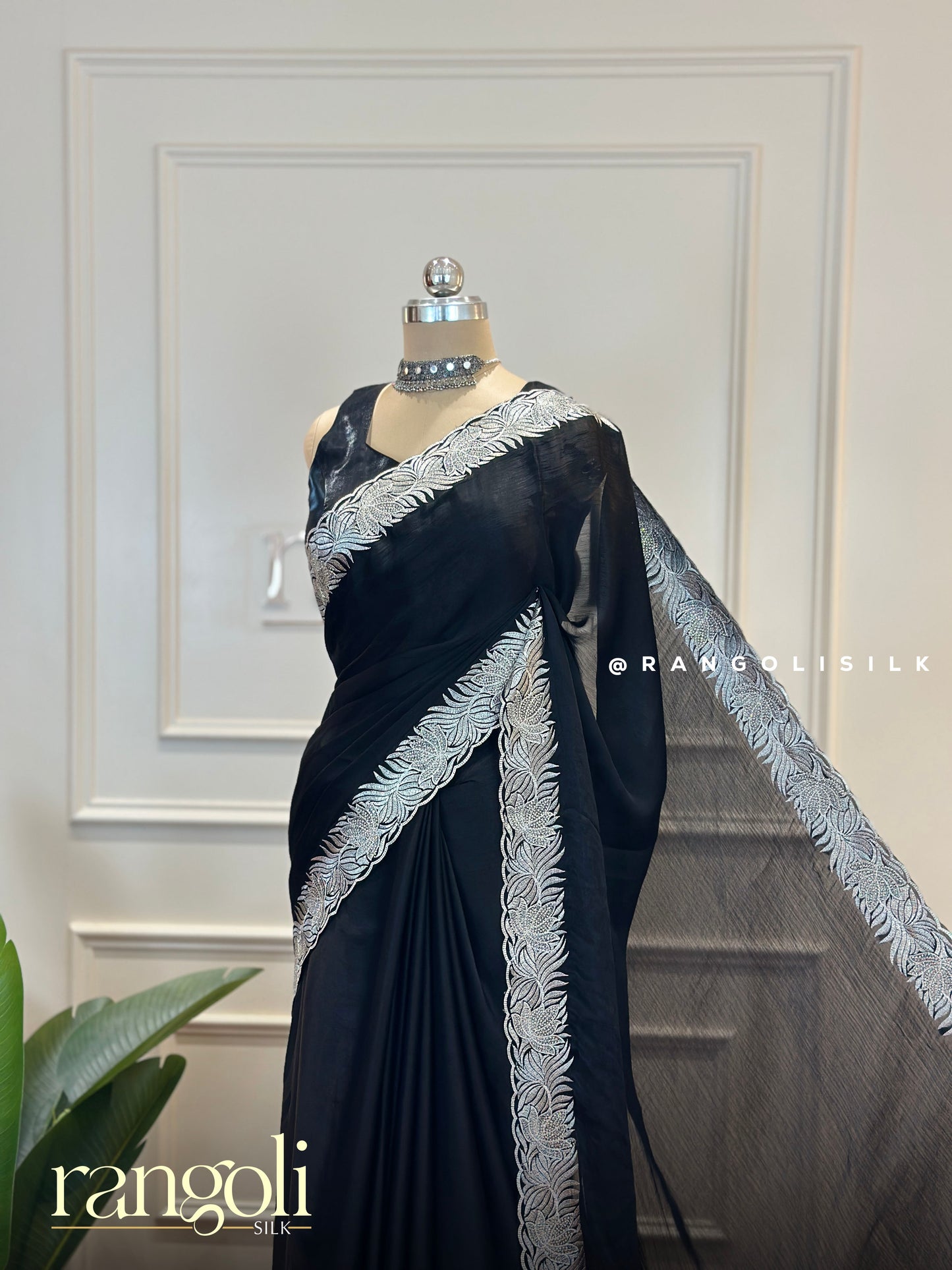 Designer Partywear Sarees – Rich Tones & Silver Borders for Effortless Elegance - Post 577