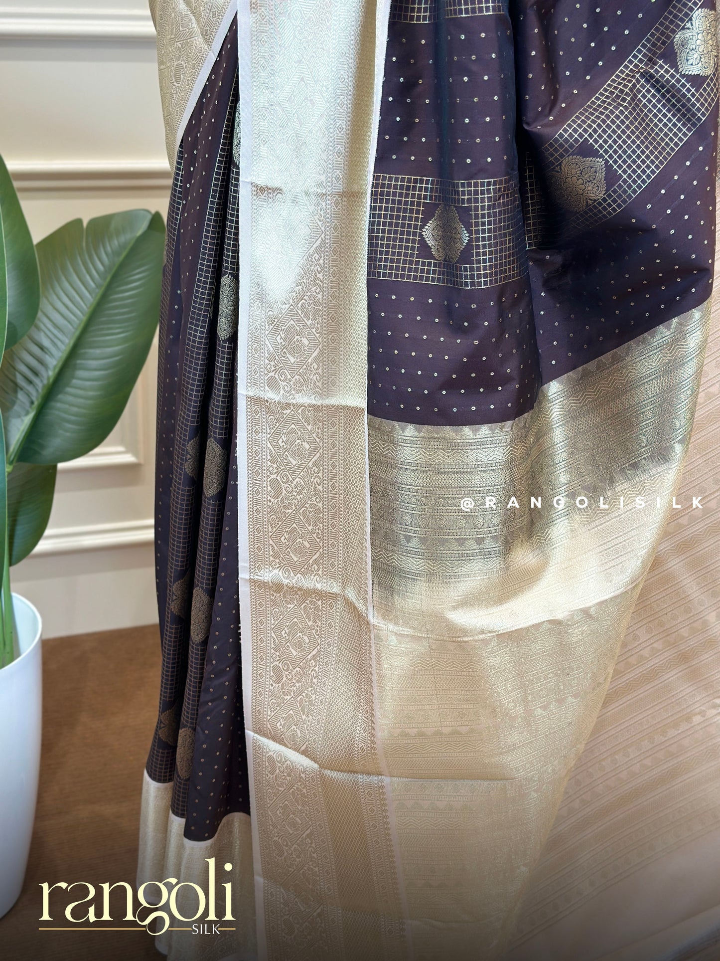 Elegant Semi Kanjivaram Silk Saree in Deep Tones - Post 756