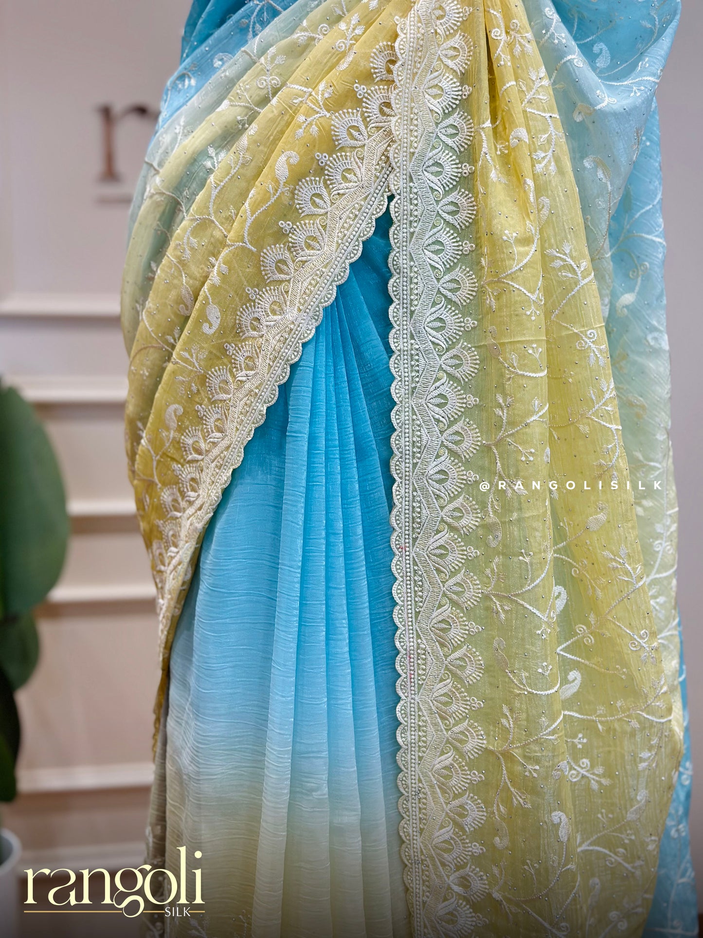 Designer Double Shade Sarees with Embroidery - Post 358