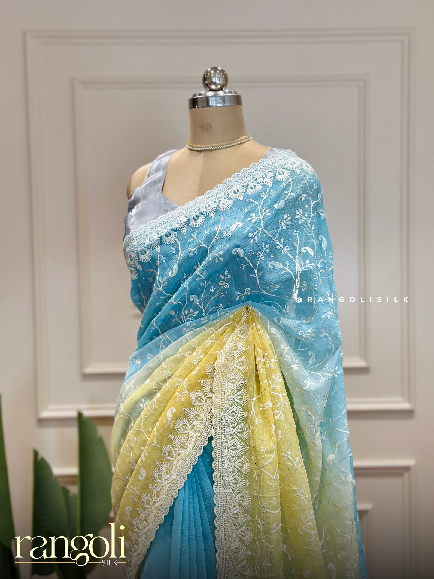 Designer Double Shade Sarees with Embroidery - Post 358