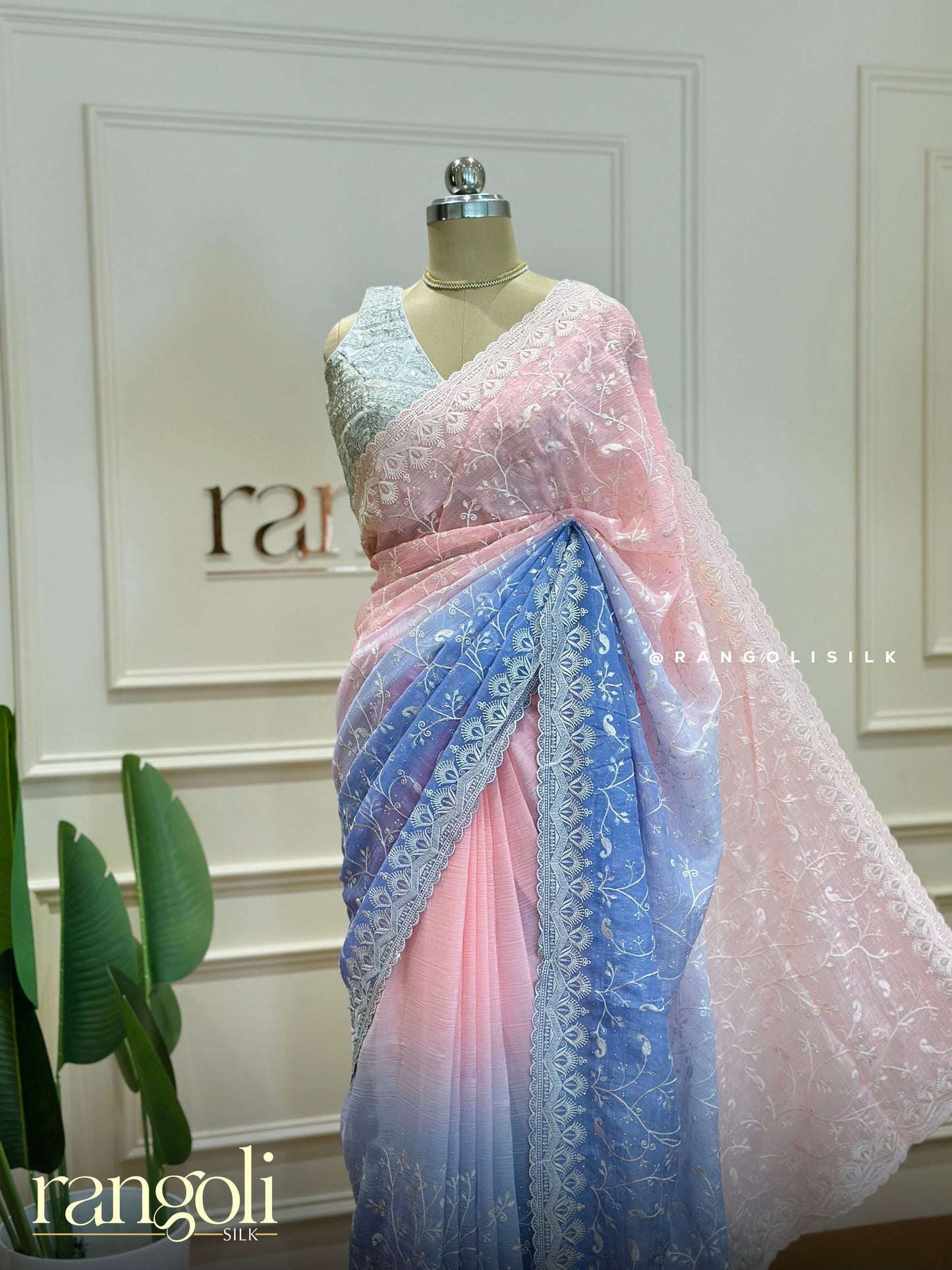 Designer Double Shade Sarees with Embroidery - Post 358