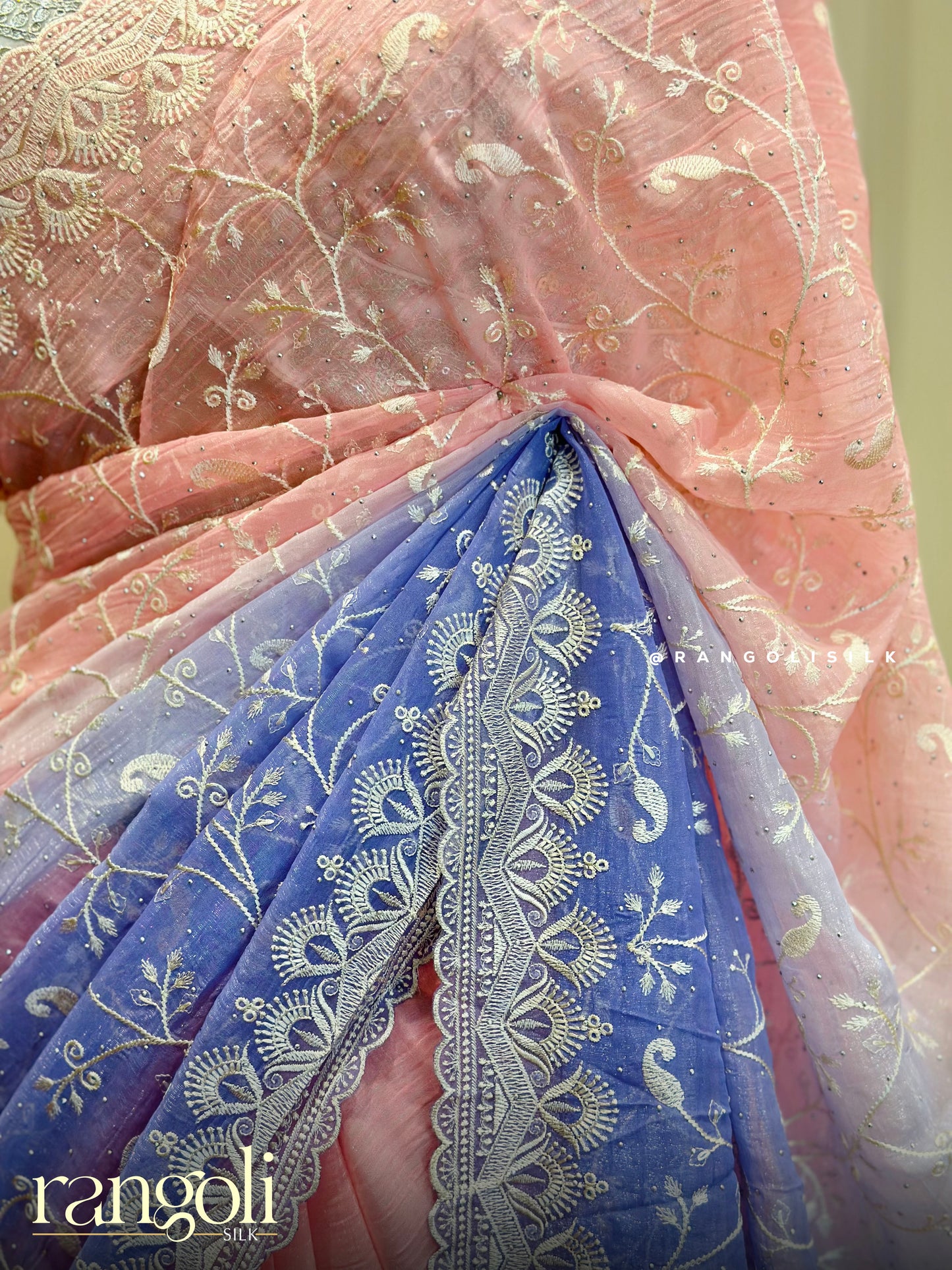 Designer Double Shade Sarees with Embroidery - Post 358