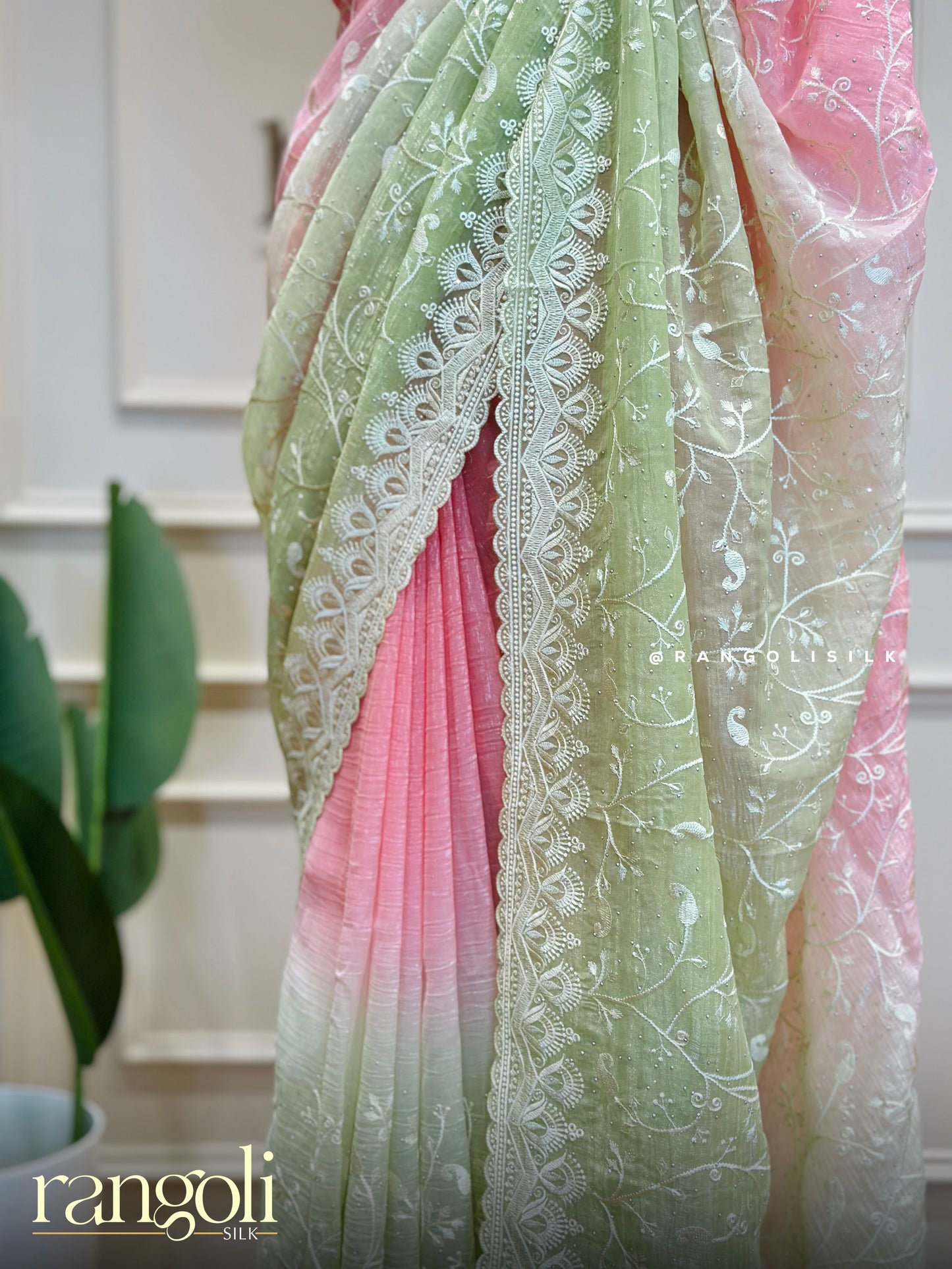 Designer Double Shade Sarees with Embroidery - Post 358