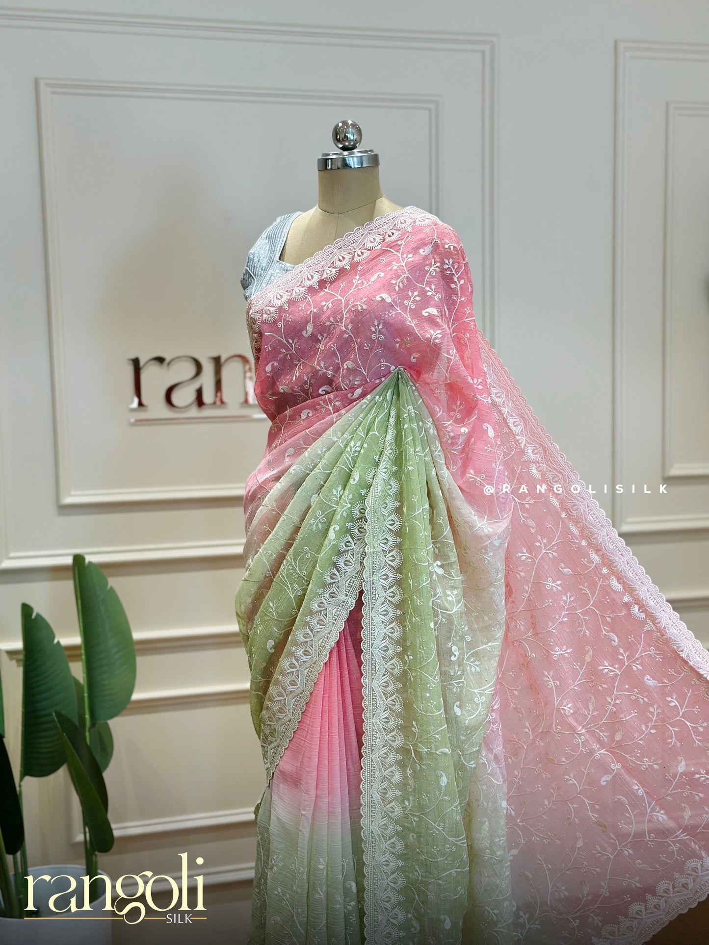 Designer Double Shade Sarees with Embroidery - Post 358