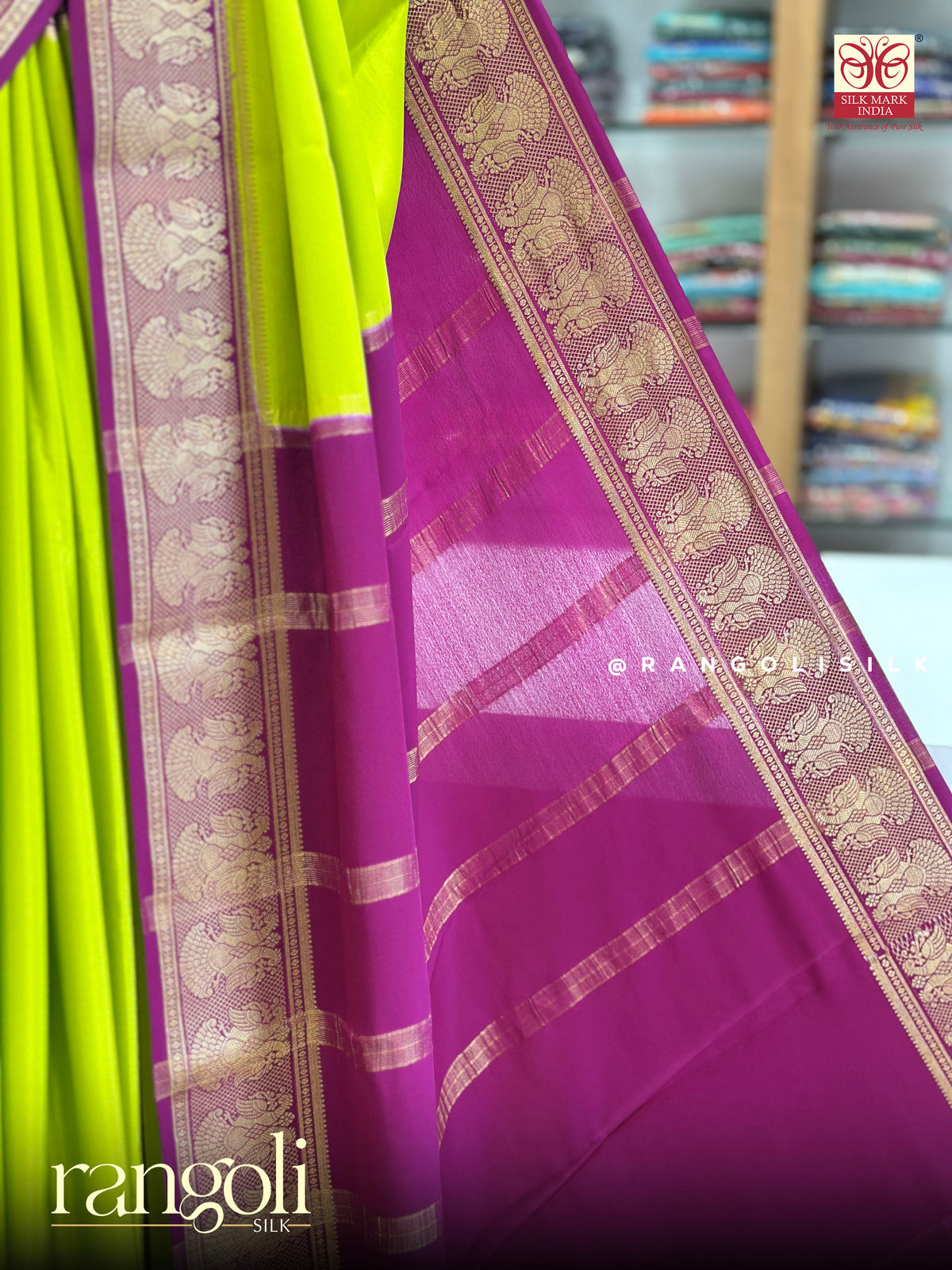 Pure Mysore Crepe Silk Saree with Gandaberunda Border - Silk mark certified - Post 999