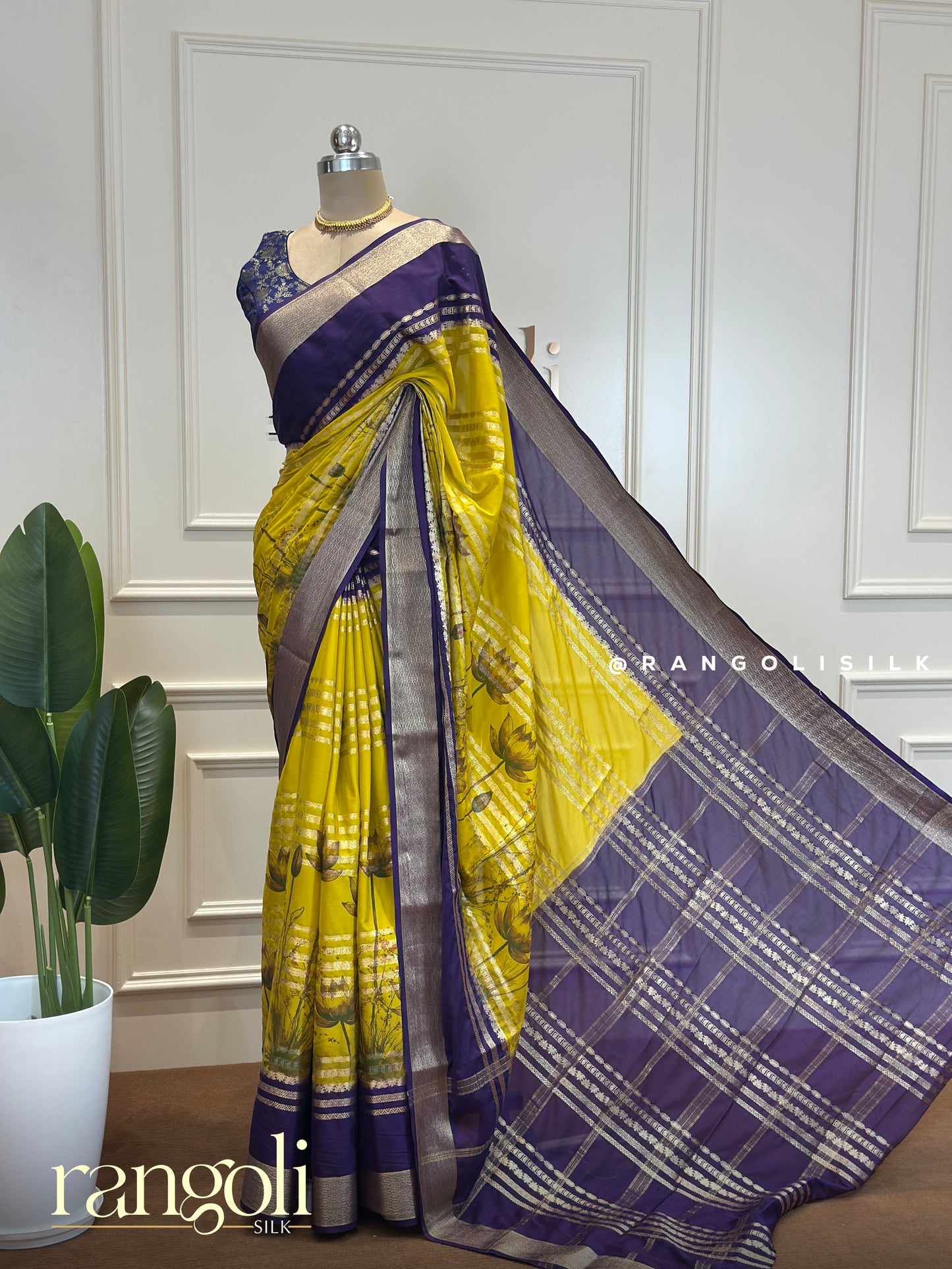 Semi Mysore Silk Saree in Kalamkari Pattern - Post 467