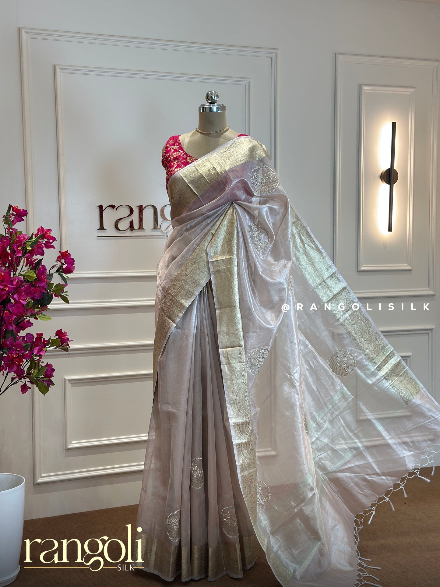 Ethereal Tissue Saree with Soft Hues & Golden Borders - Post 471