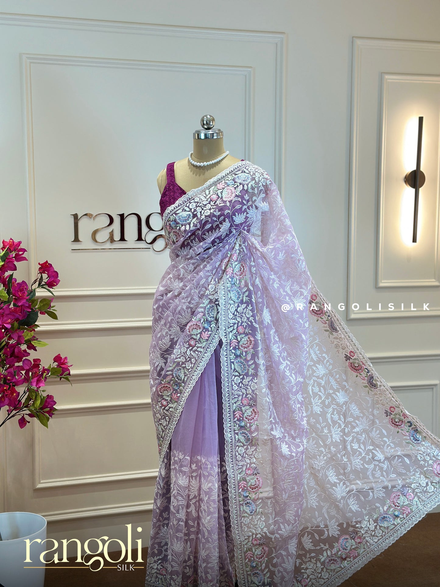 Designer Net Saree with Pastel Floral Embroidery – Elegant & Ethereal - Post 469