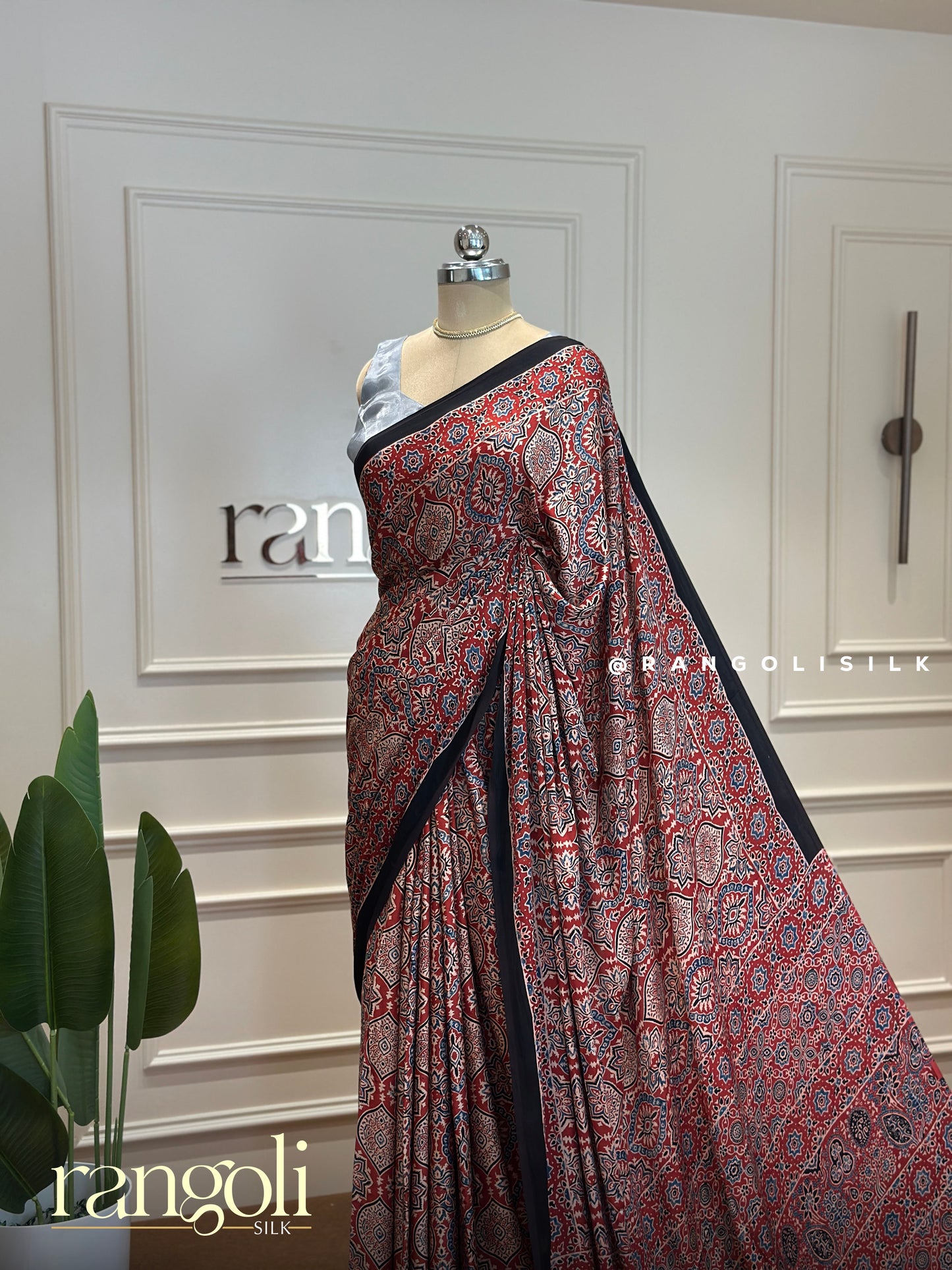 Ajrak Modal Silk Saree with Traditional Ajrak Print - Post 363