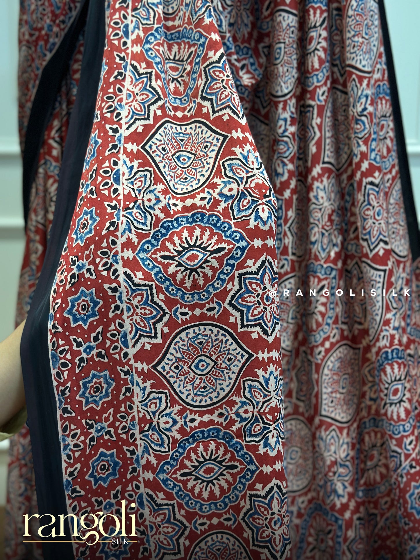 Ajrak Modal Silk Saree with Traditional Ajrak Print - Post 363