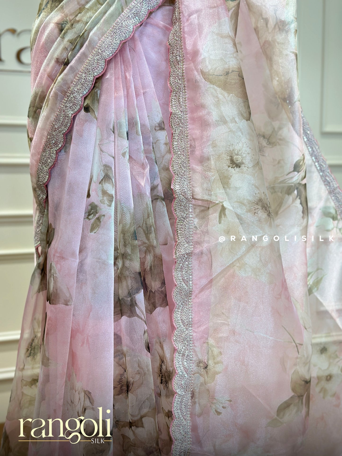 Tissue Organza Saree with Floral Print - Post 366