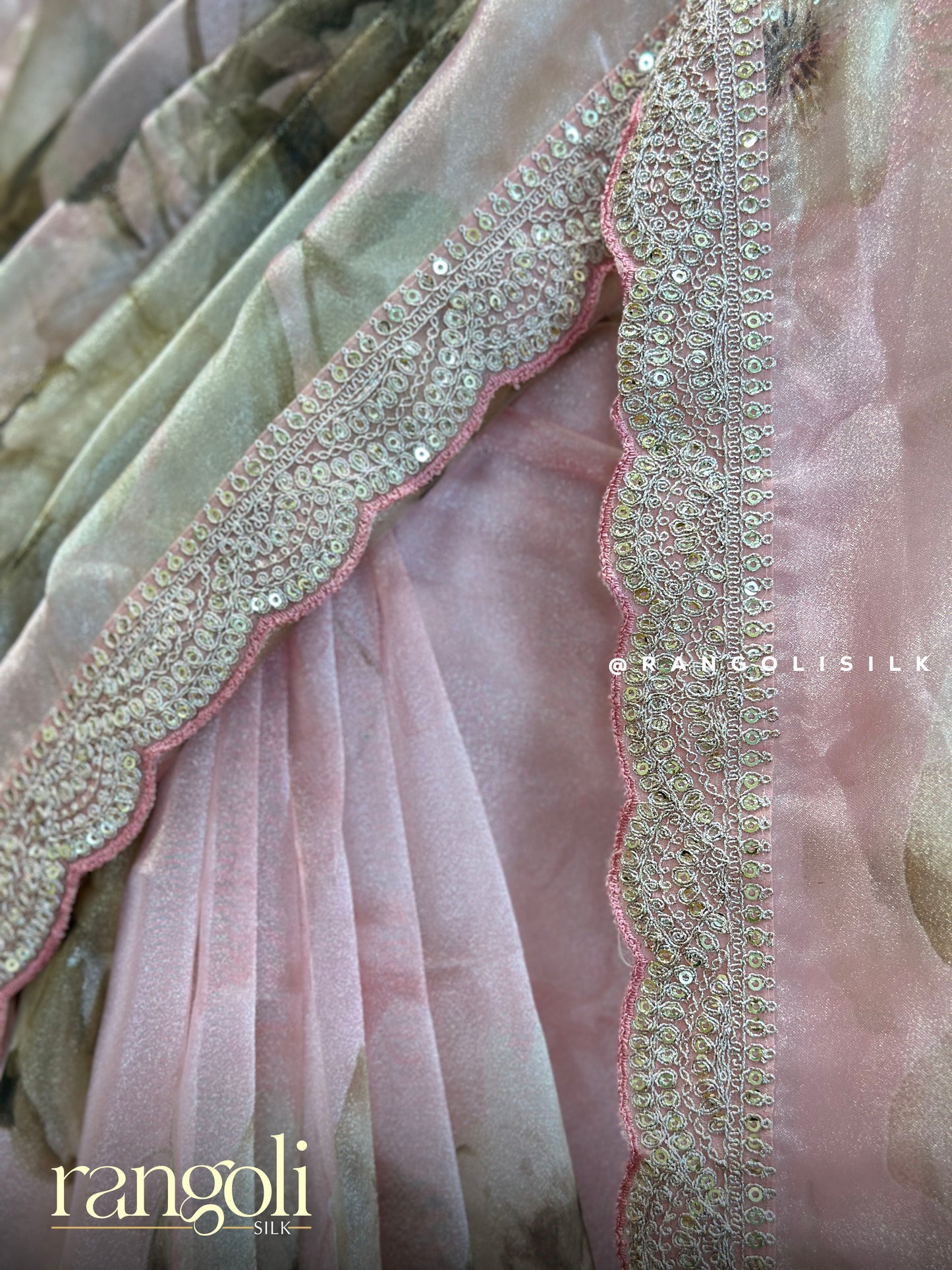 Tissue Organza Saree with Floral Print - Post 366