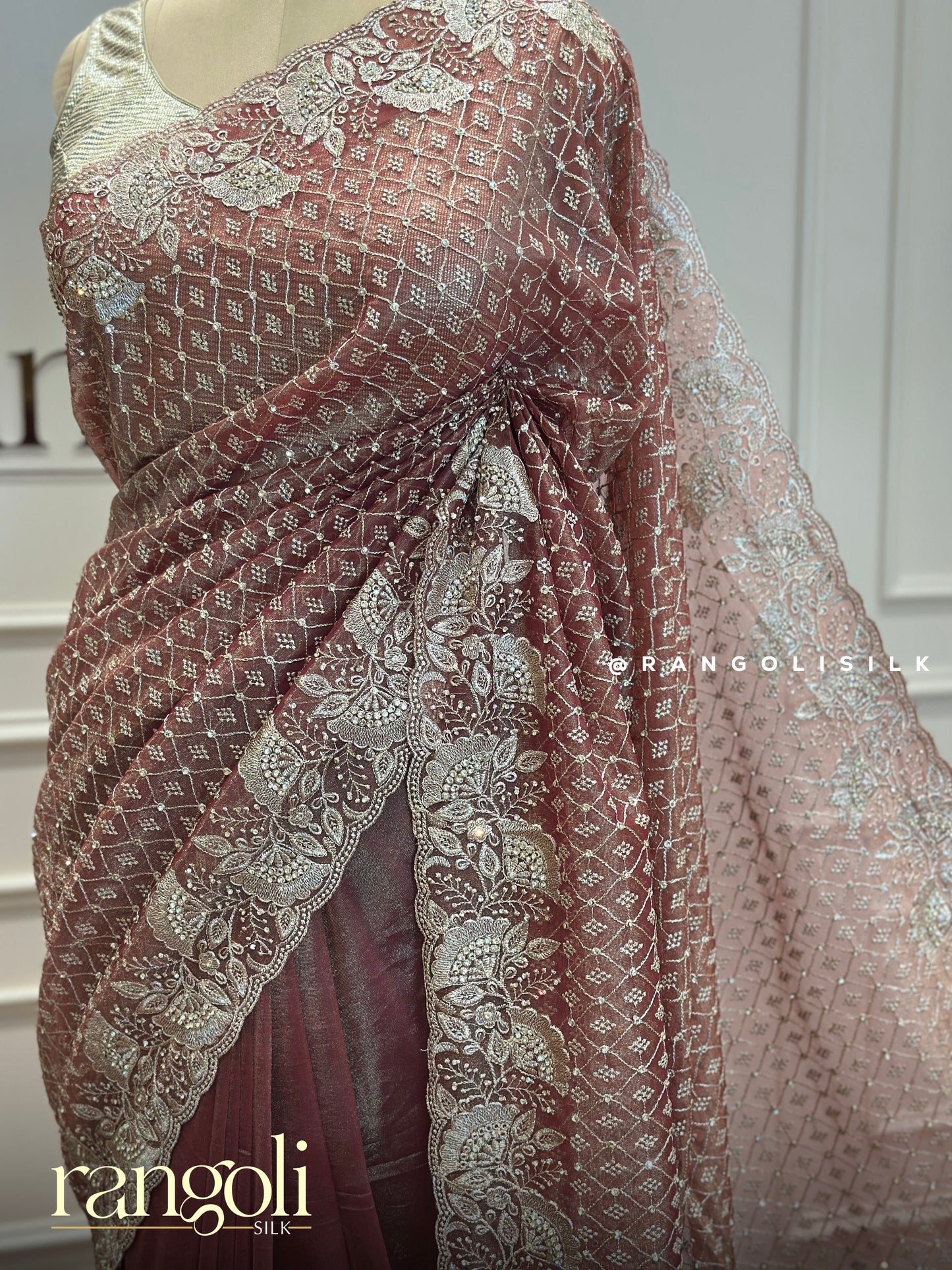 Designer Saree with Silver Zari Work - Post 367