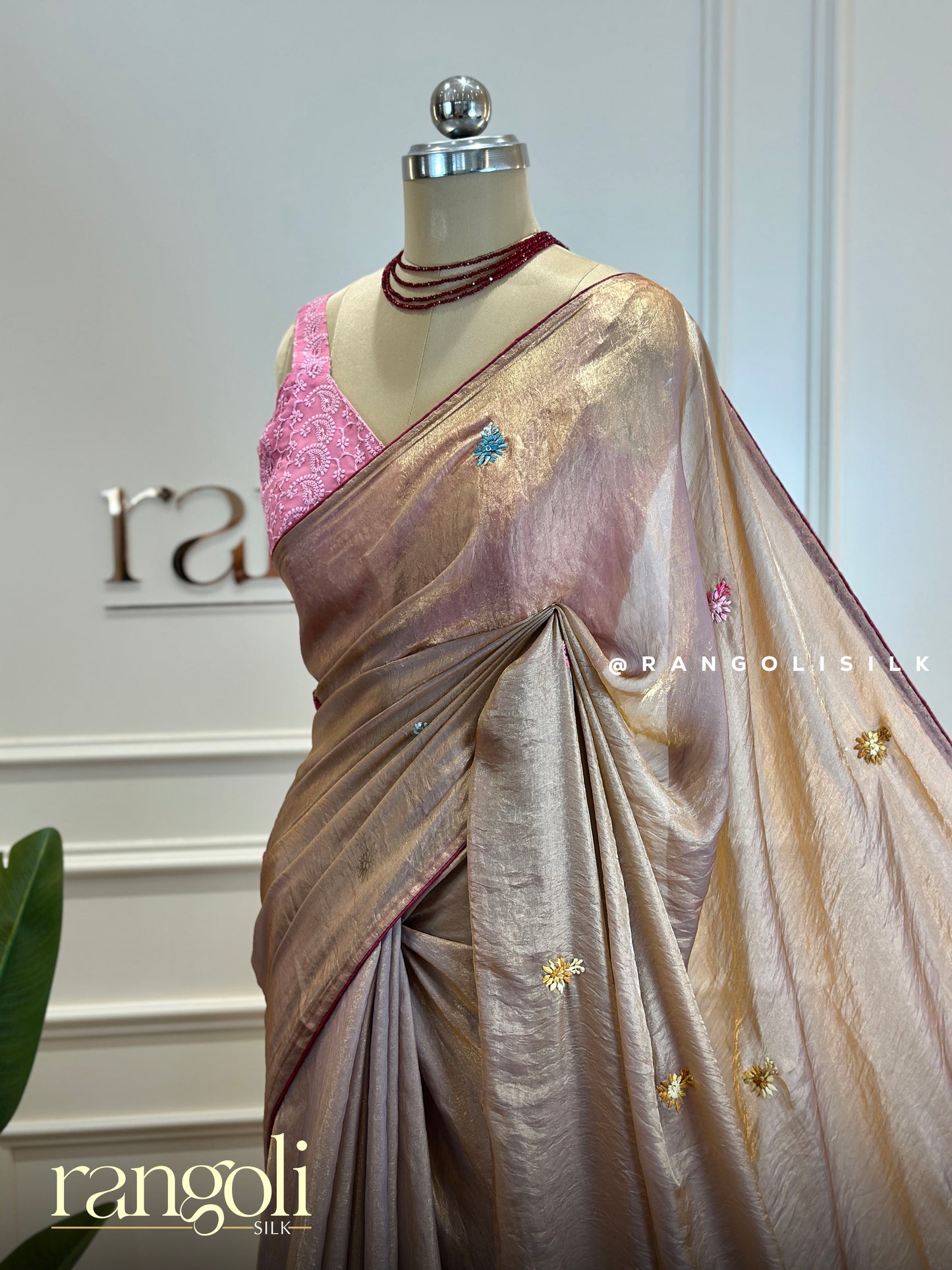 Shimmering Designer Saree with Floral Motifs & Multicolour Embroidered Border - Post 472