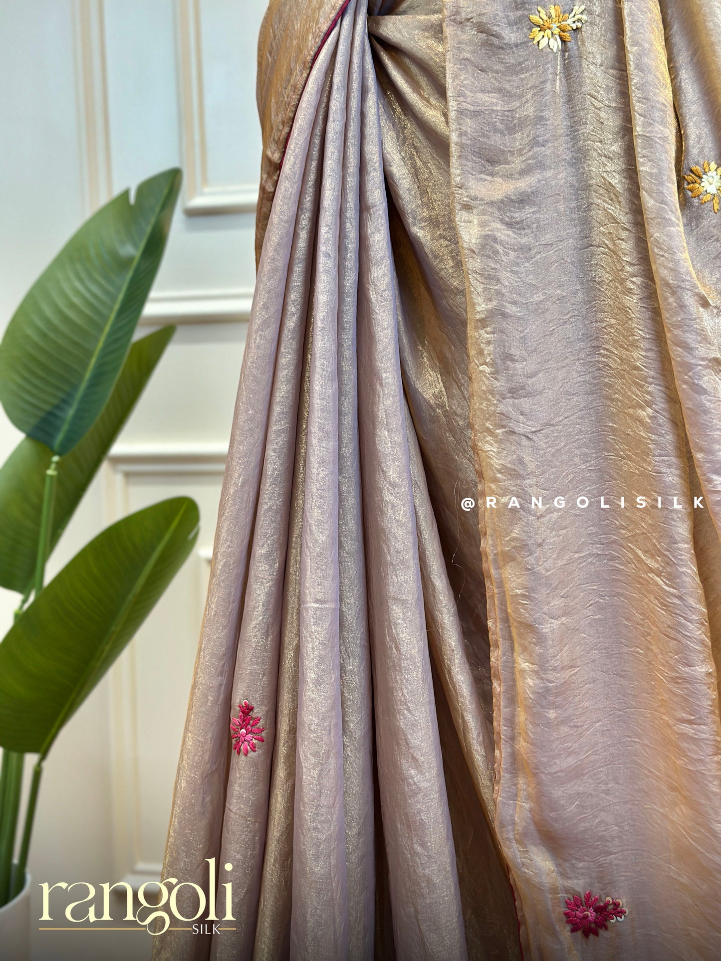Shimmering Designer Saree with Floral Motifs & Multicolour Embroidered Border - Post 472
