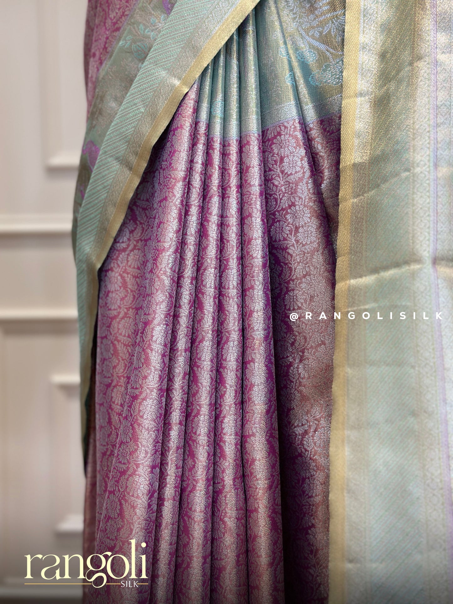 Pastel Tissue Silk Saree with Contrast Border - Post 368