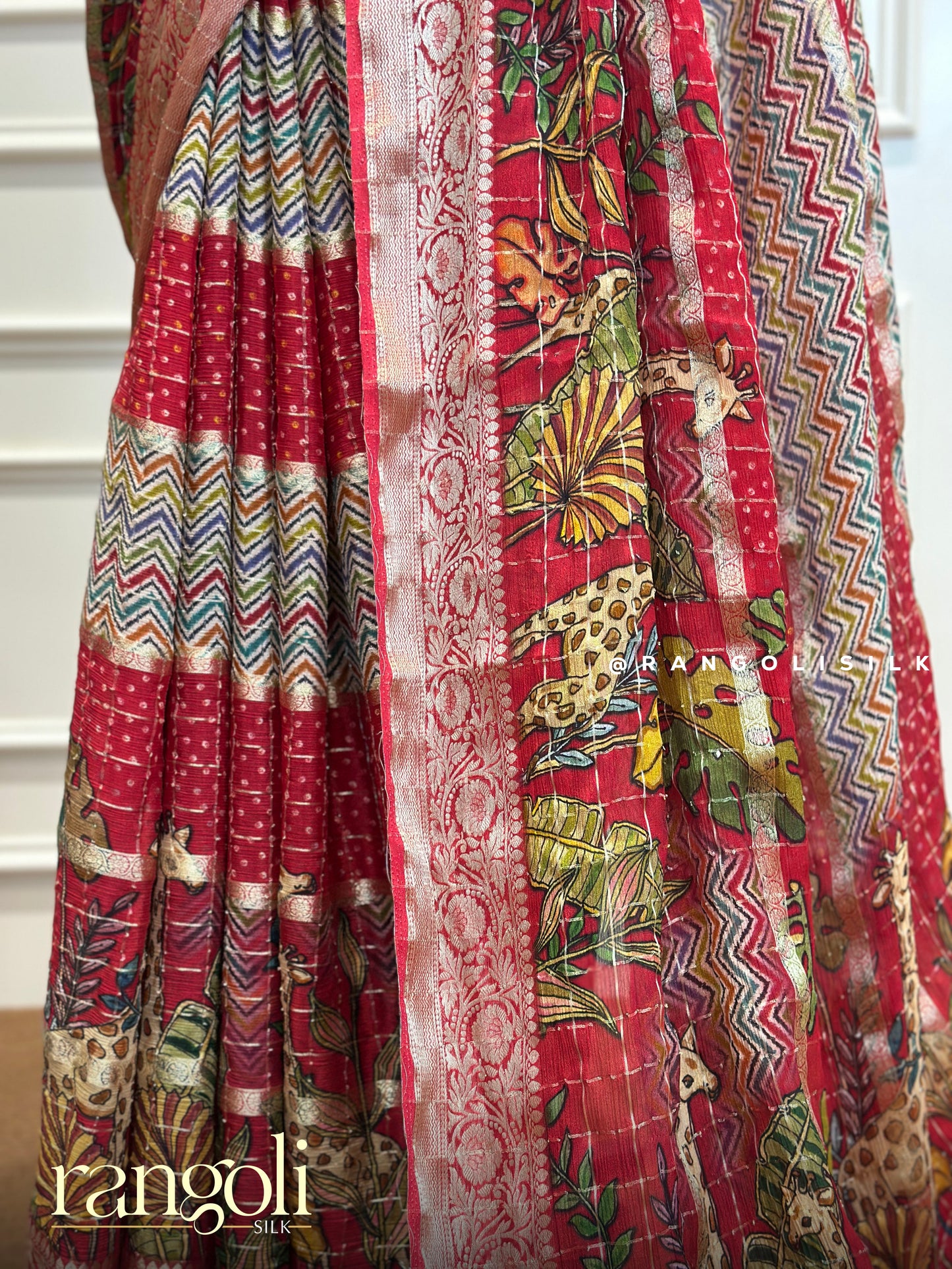 Multicolor Chiffon Banaras Saree - Post 370