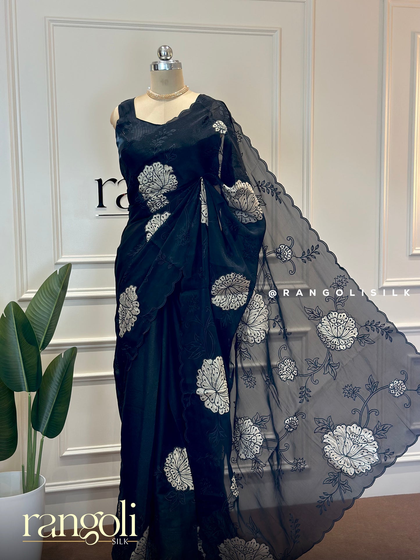 Designer Floral Embroidered Saree with Sheer Detailing - Post 475