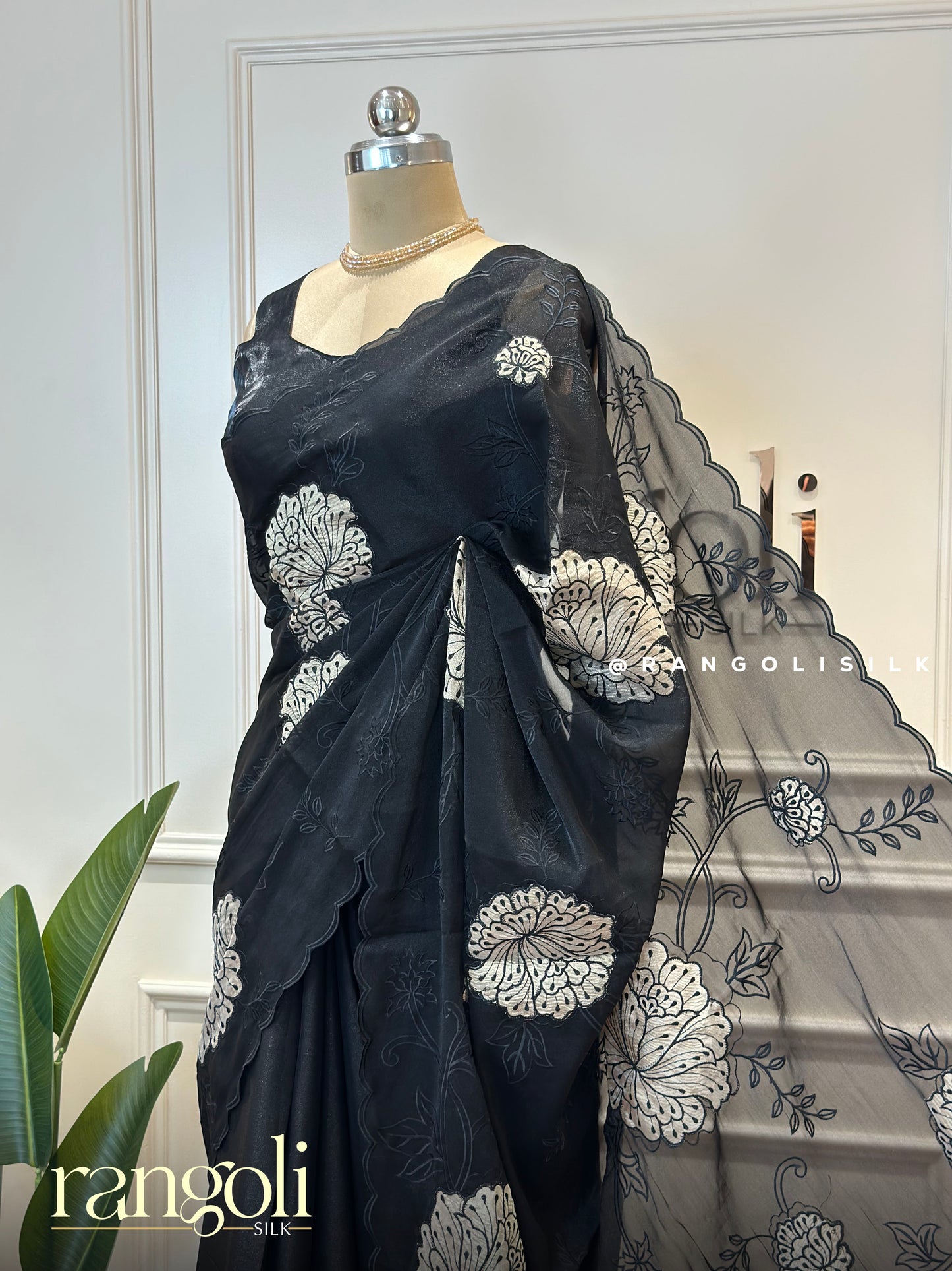 Designer Floral Embroidered Saree with Sheer Detailing - Post 475