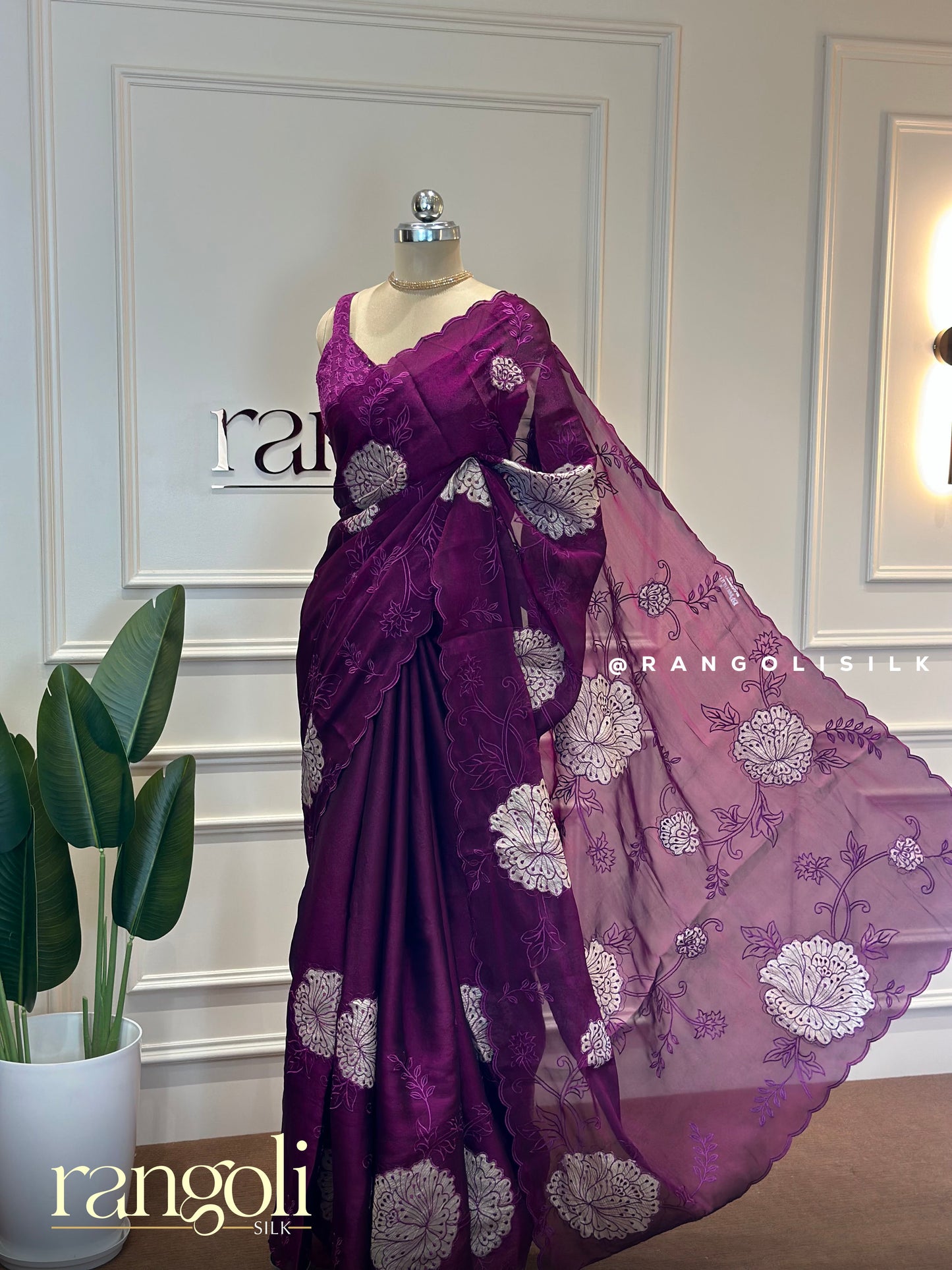 Designer Floral Embroidered Saree with Sheer Detailing - Post 475