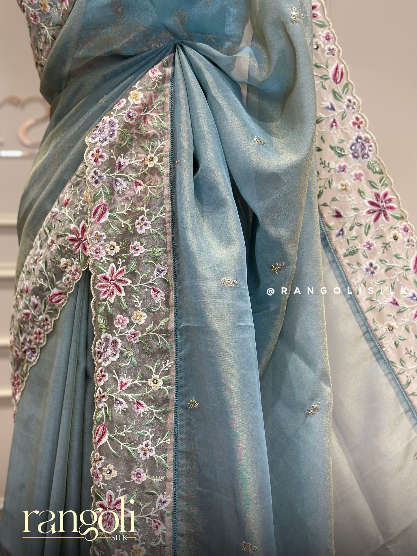 Pastel Designer Saree in Organza Fabric - Post 375