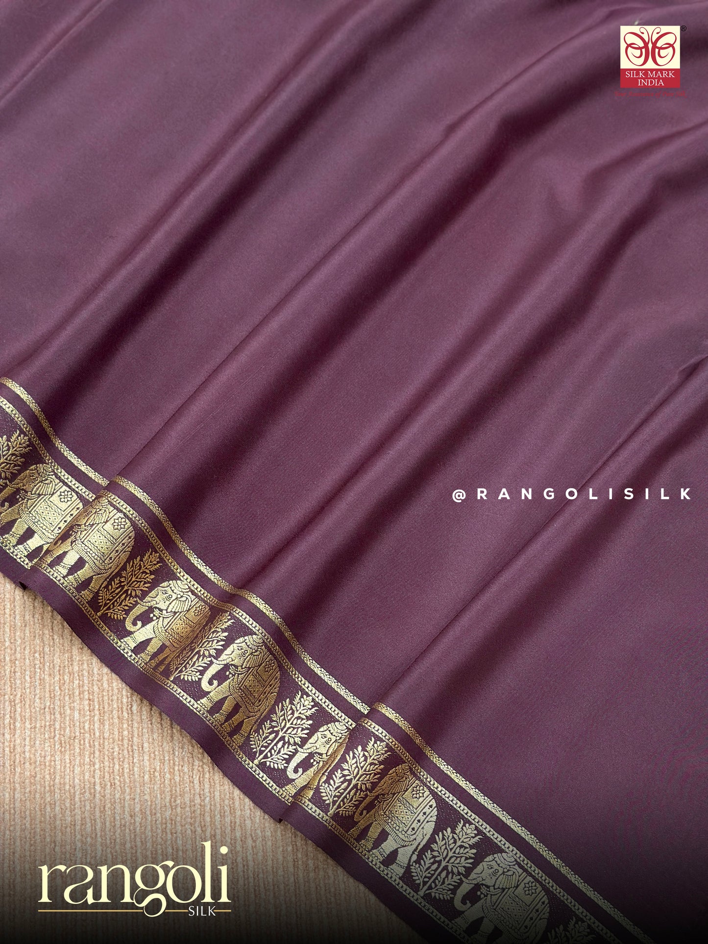 Pure Mysore Silk Saree Mustard Yellow with Brown Elephant Zari Border - Post 890