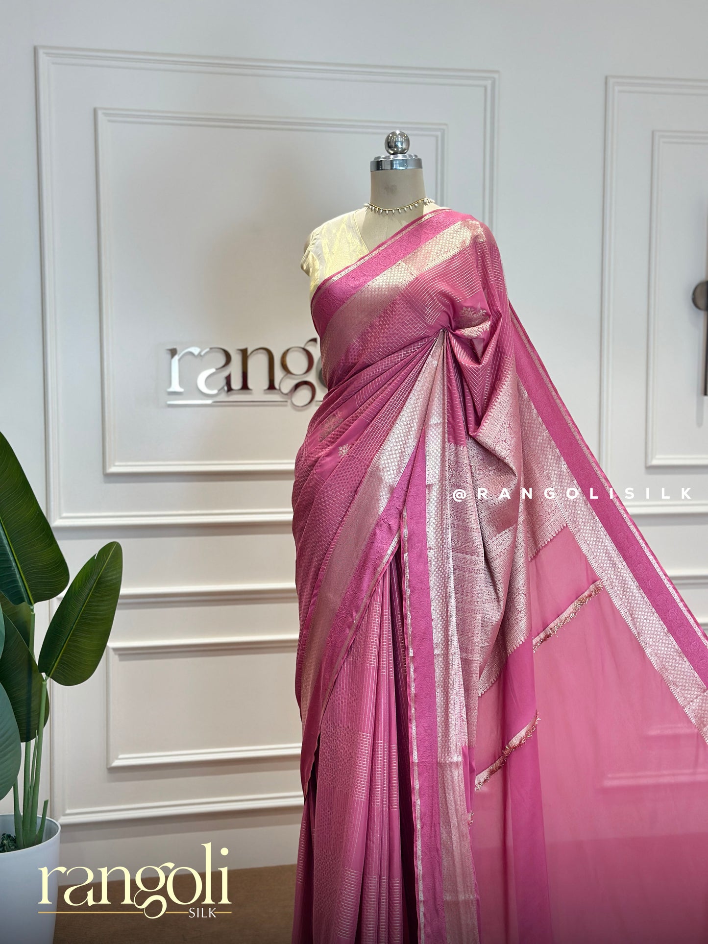 Semi Mysore Silk Saree with Minimal Zari and Rich Pallu - Post 391