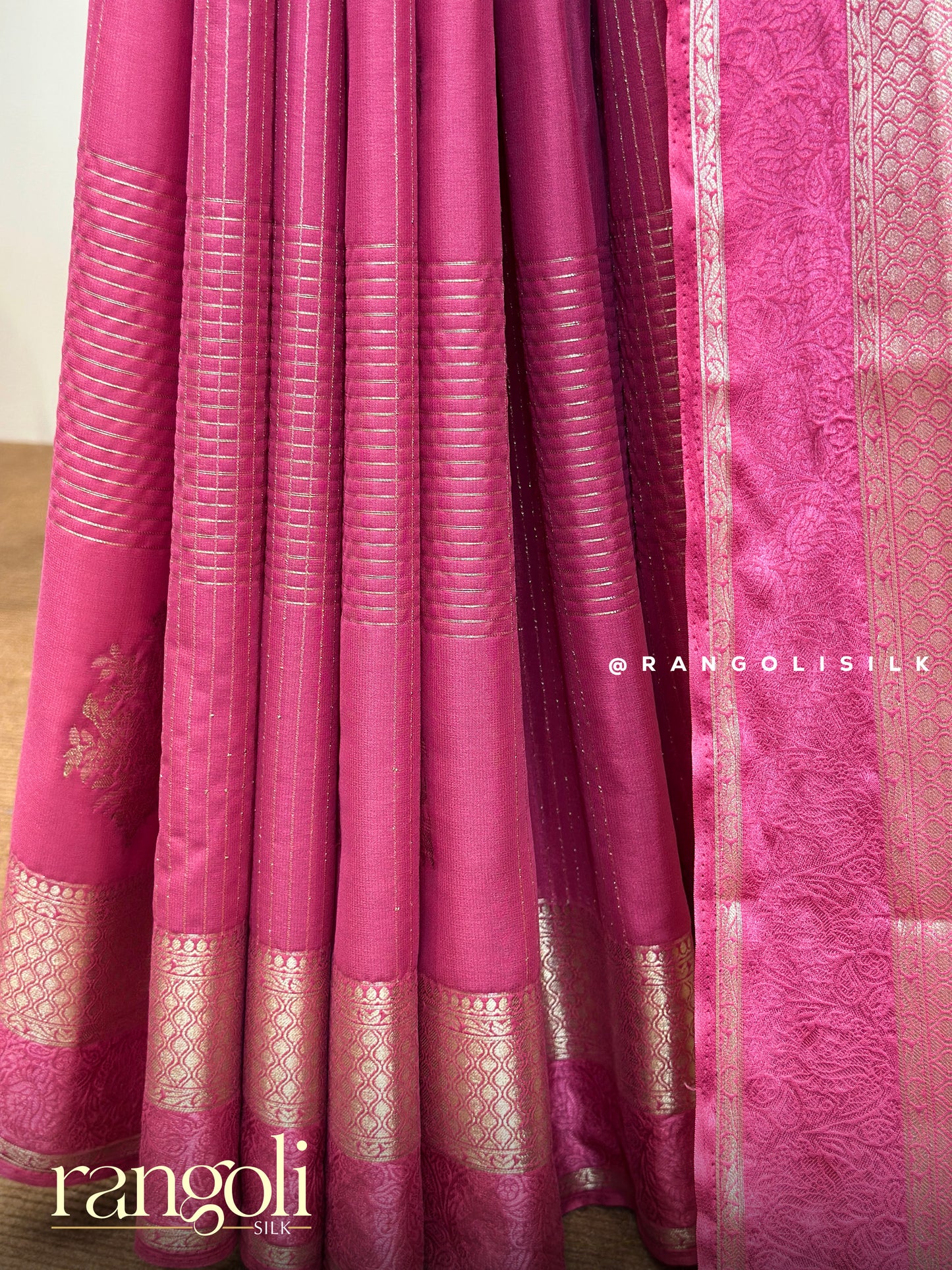 Semi Mysore Silk Saree with Minimal Zari and Rich Pallu - Post 391