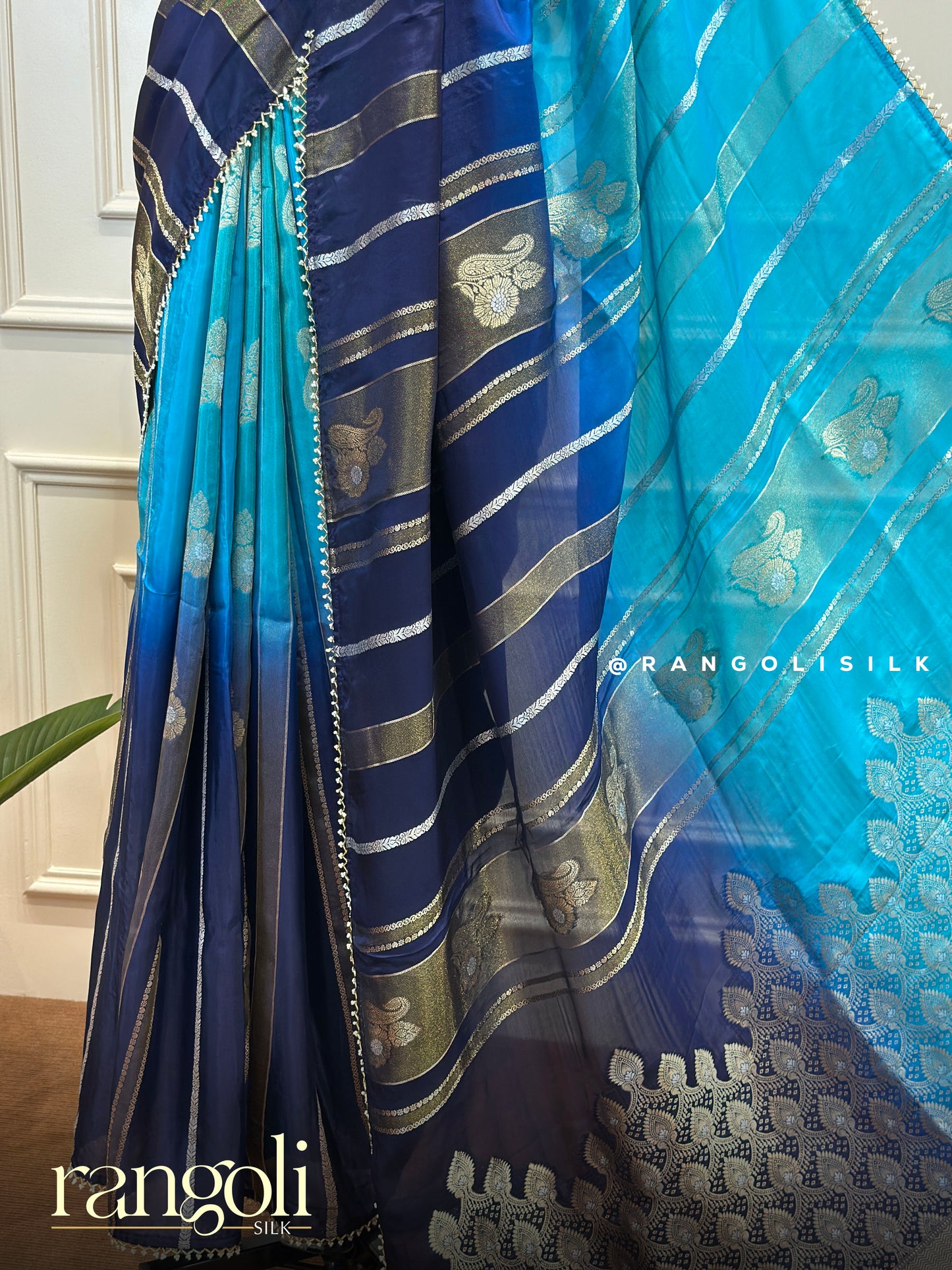 Elegant Banarasi Saree with Zari Stripes - Post 787