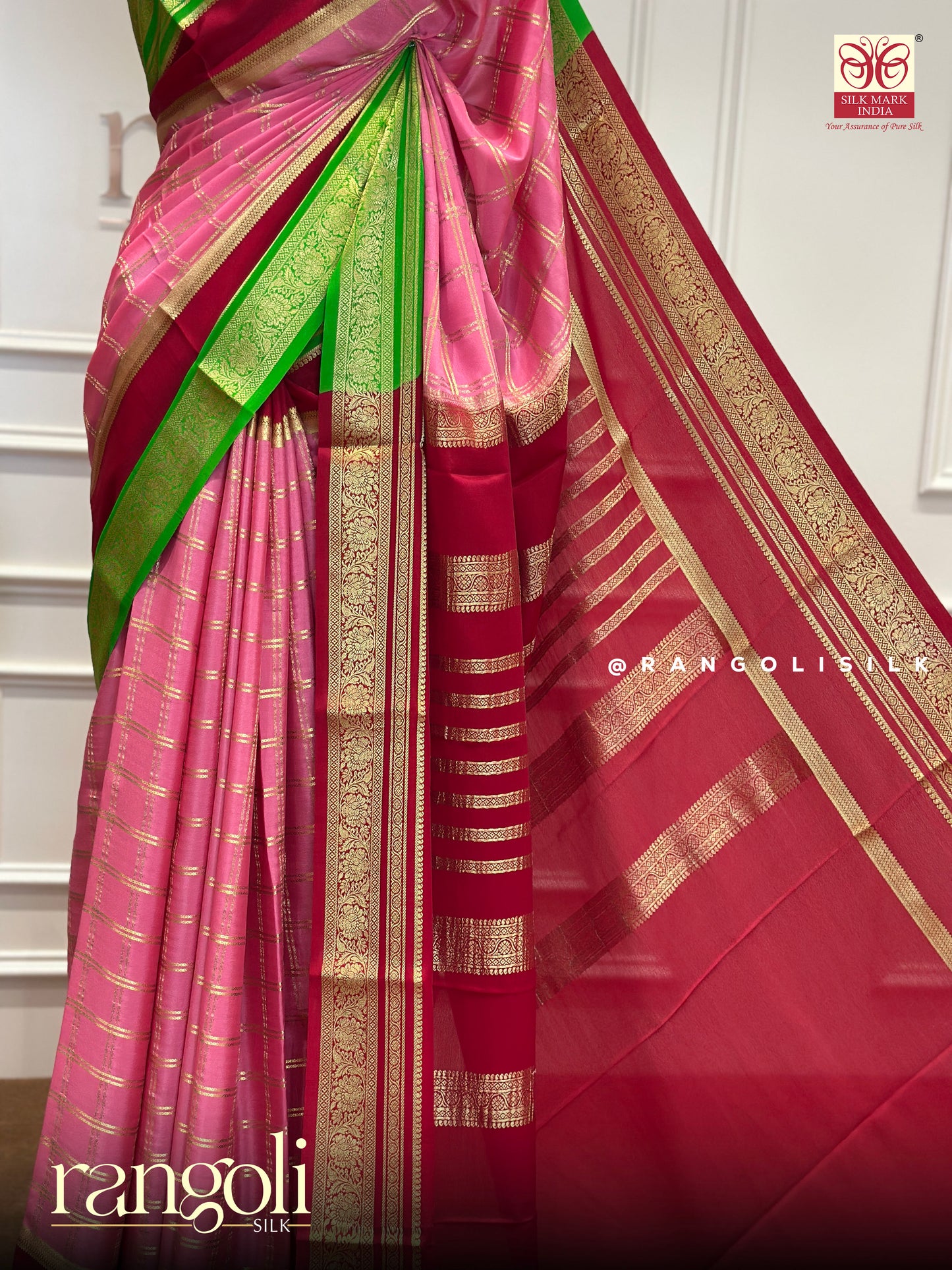 Pure Crepe Silk Sarees with Triple Contrast Color Design - Post 396