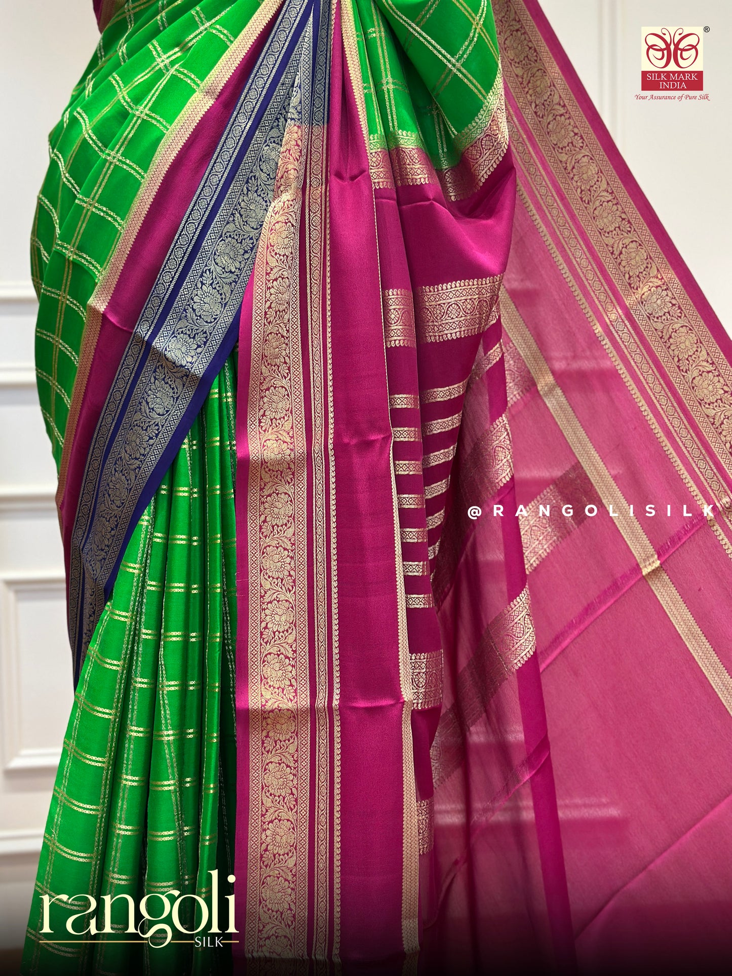 Pure Crepe Silk Sarees with Triple Contrast Color Design - Post 396