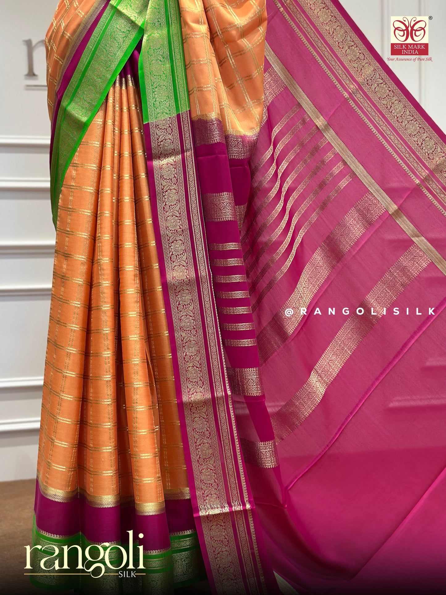 Pure Crepe Silk Sarees with Triple Contrast Color Design - Post 396