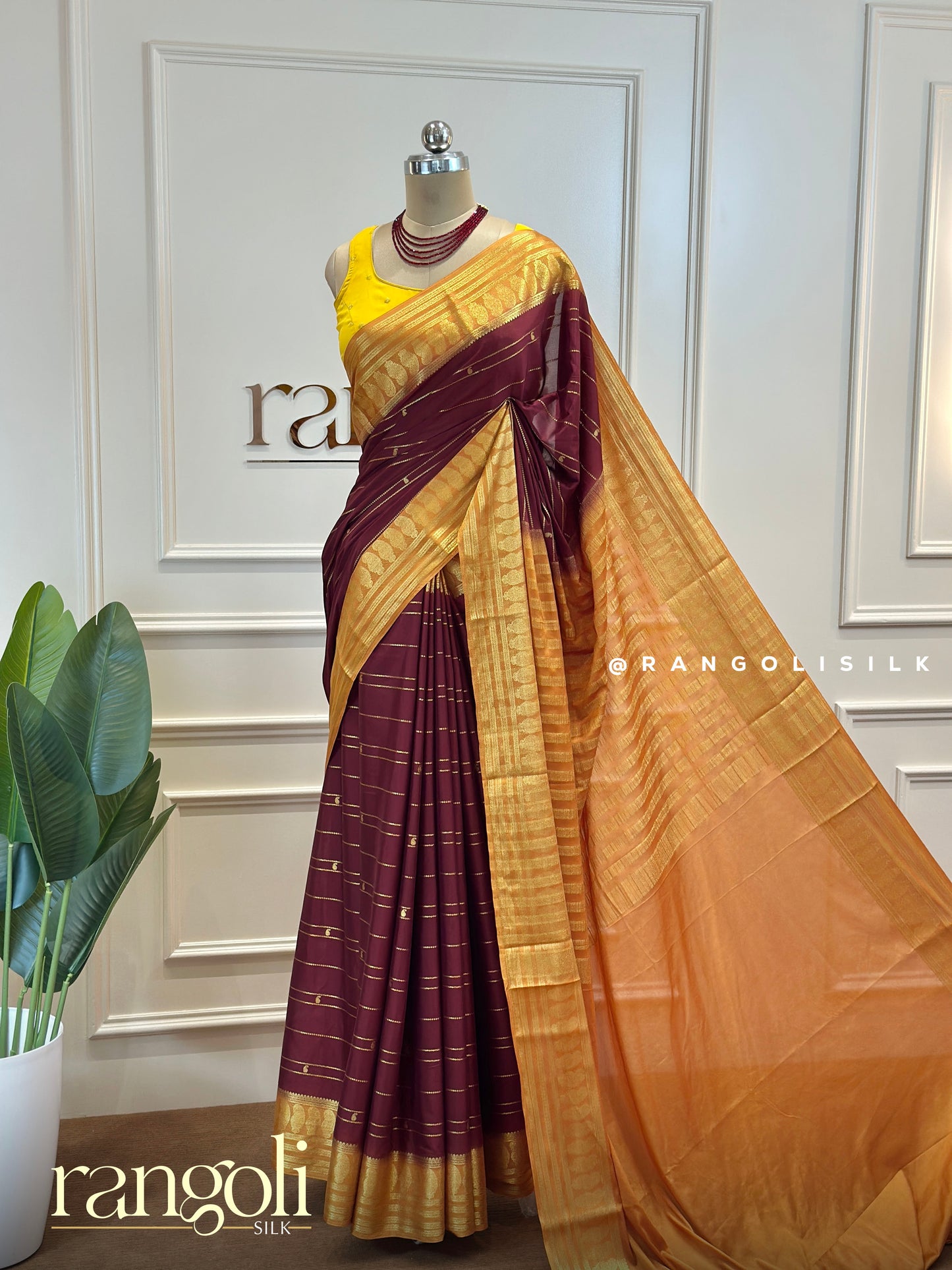 Semi Mysore Silk Saree with Rich Contrast Borders - Post 489