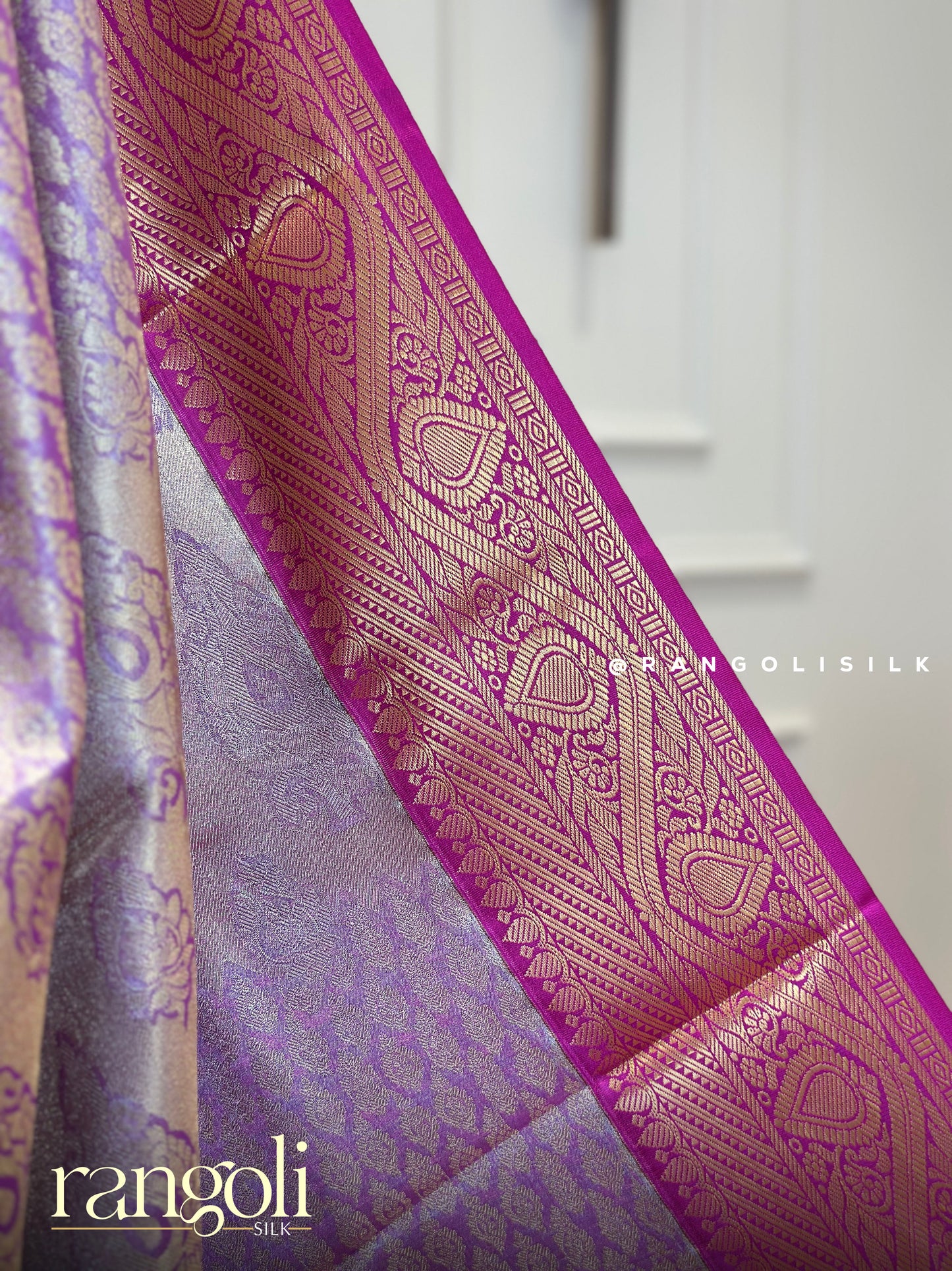 Soft Pink Tissue Silk Saree with Contrast Purple Border - Post 394