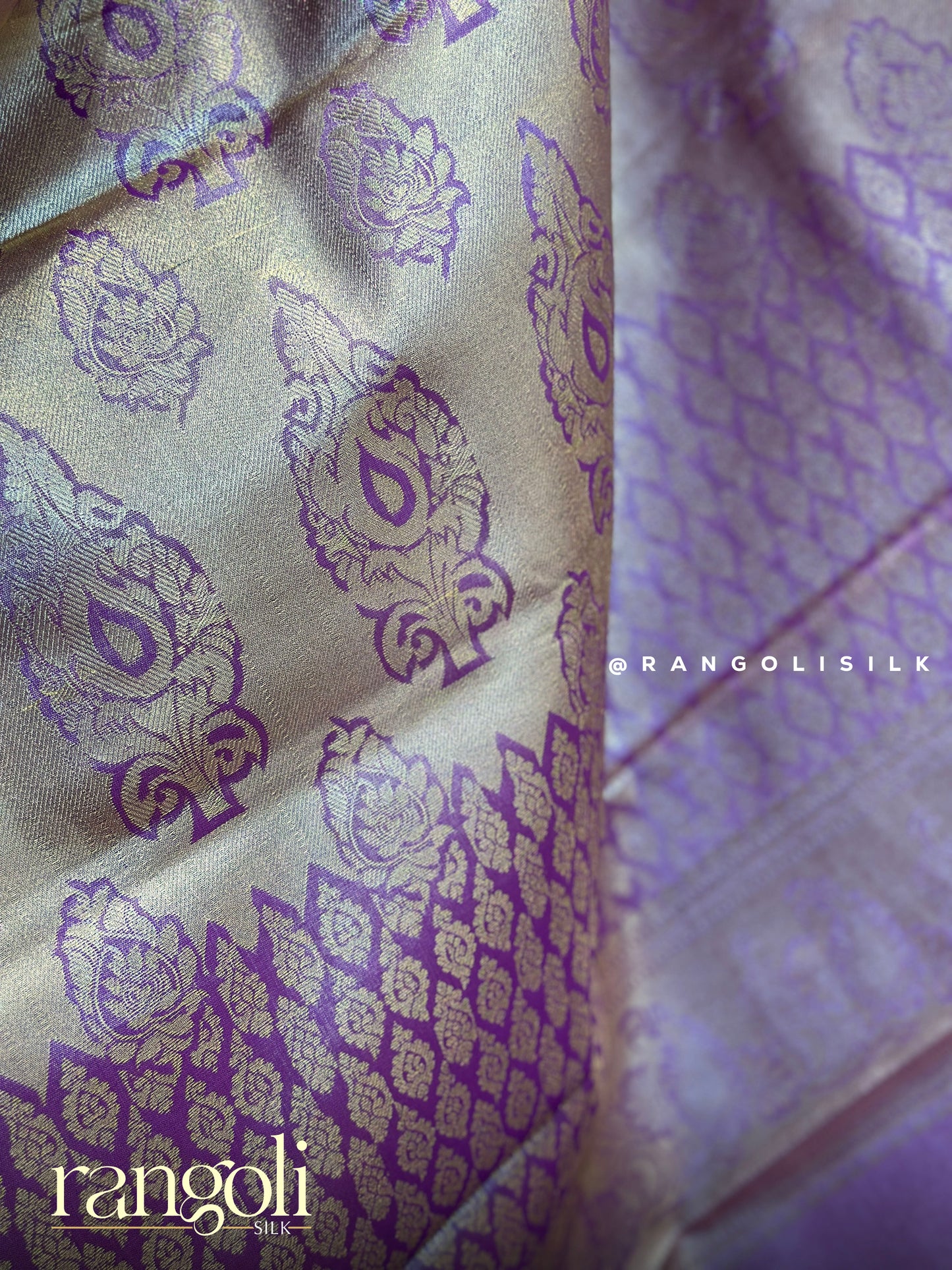 Soft Pink Tissue Silk Saree with Contrast Purple Border - Post 394