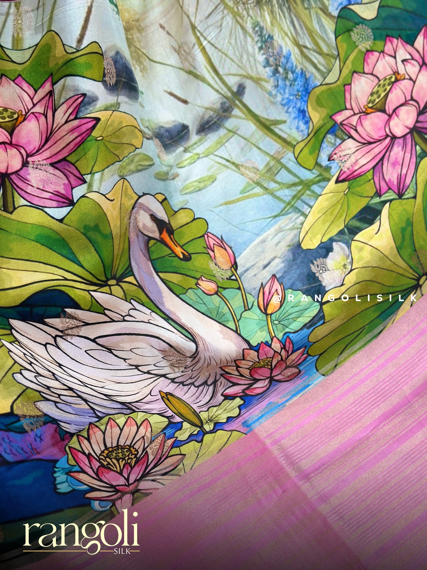 Classic Black & Pink Banarasi Saree with Lotus Pallu and Zari Buti Work - Post 783