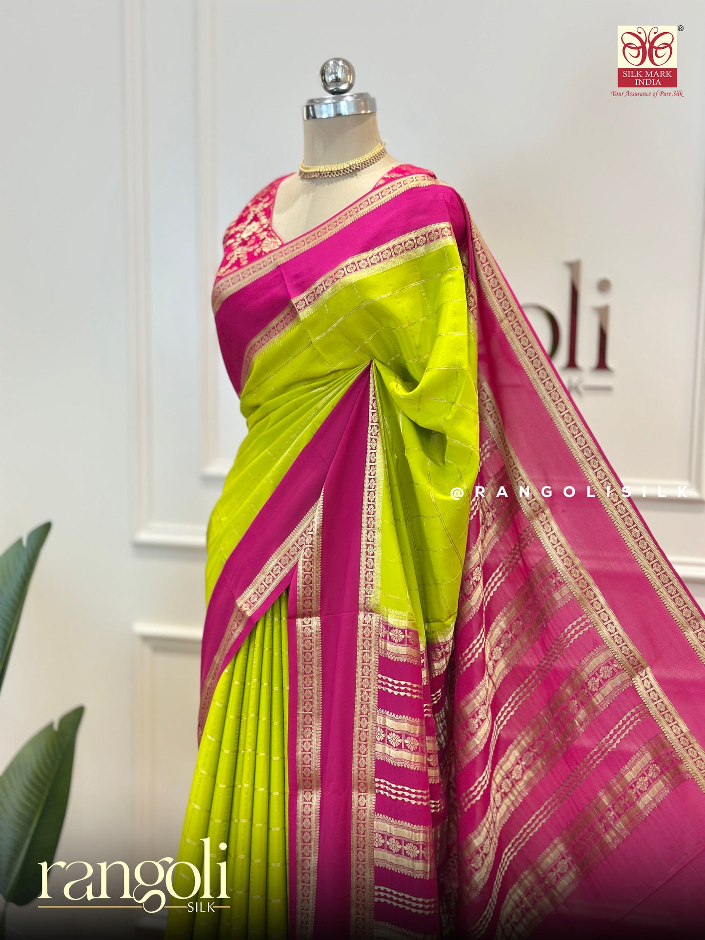 Pure Mysore Silk Saree in Stunning Dual-Tone Colour - Post 492