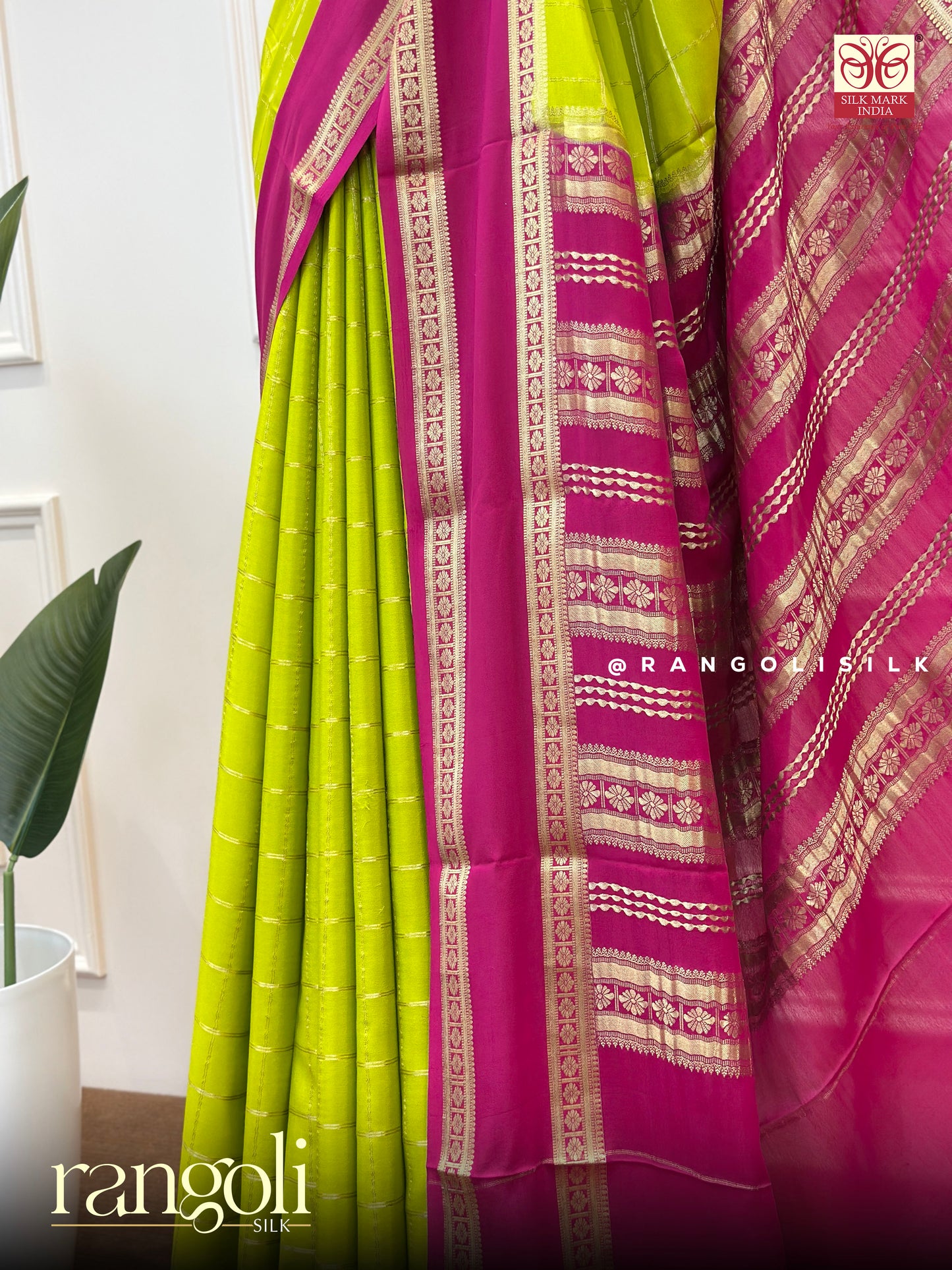 Pure Mysore Silk Saree in Stunning Dual-Tone Colour - Post 492