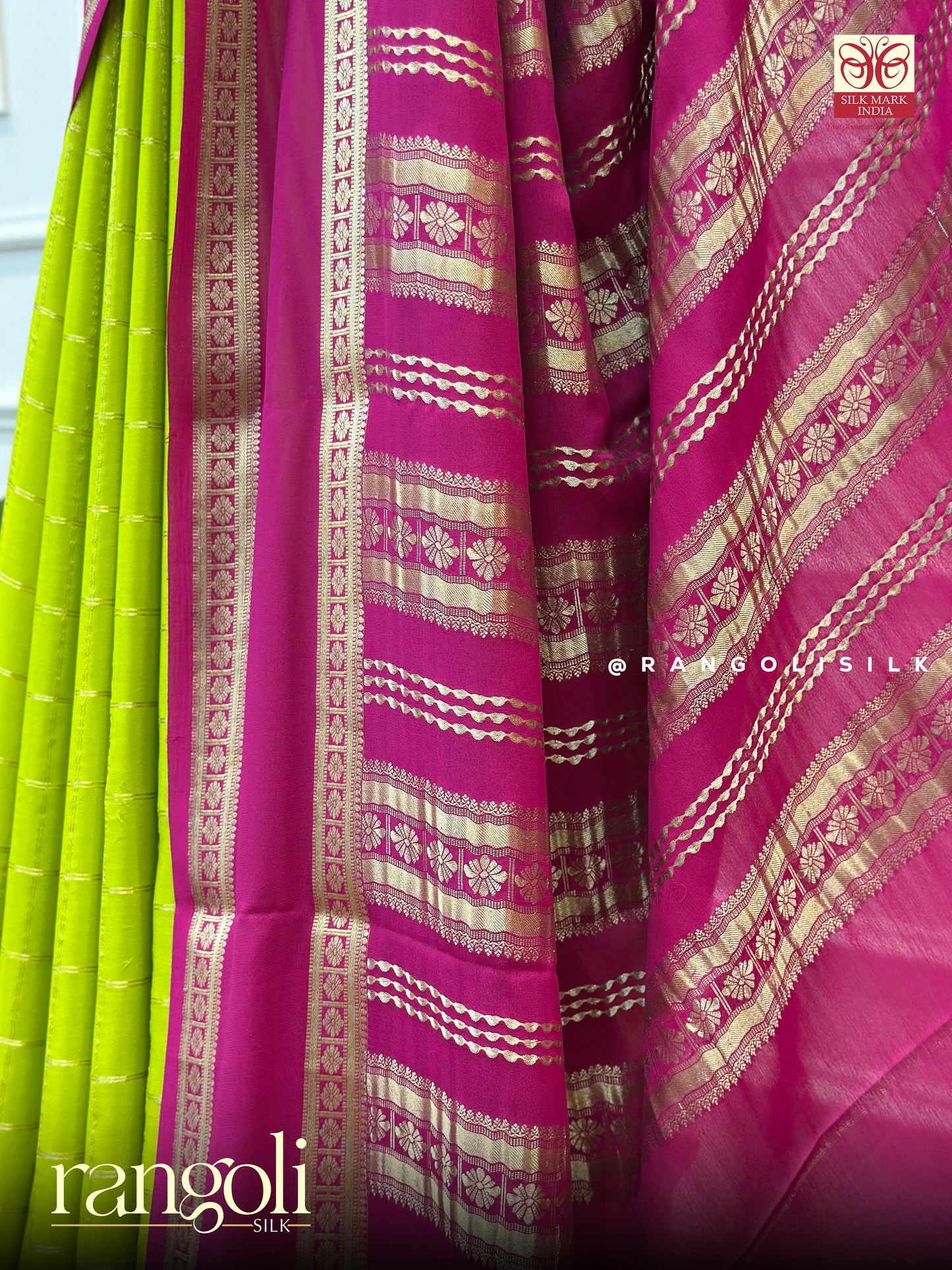 Pure Mysore Silk Saree in Stunning Dual-Tone Colour - Post 492
