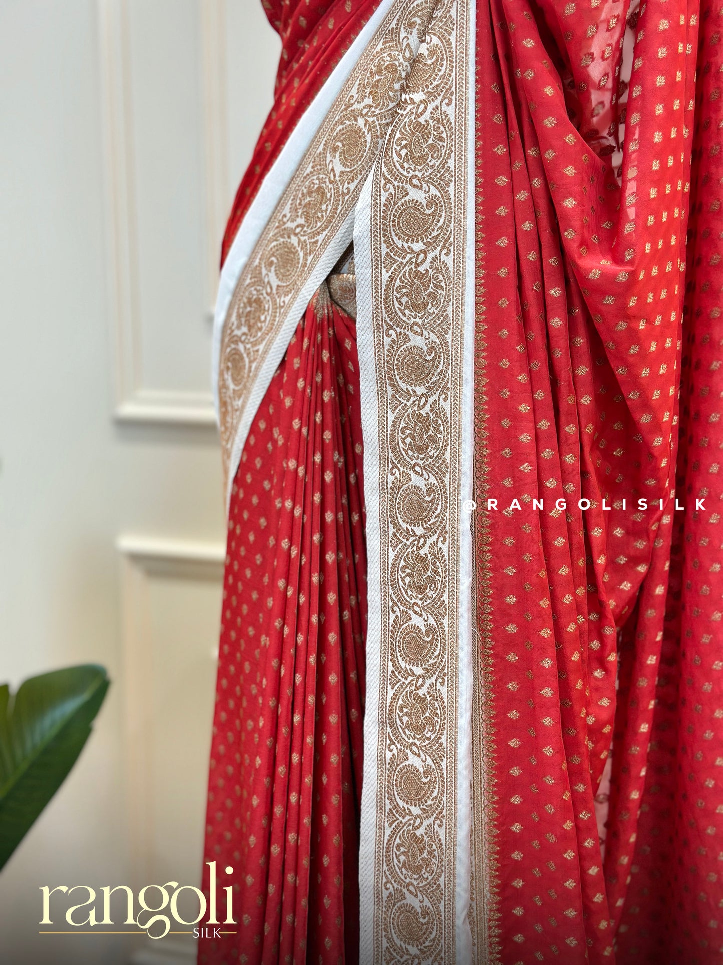 Banarasi Khaddi Georgette Saree with Zari Buttas - Post 493
