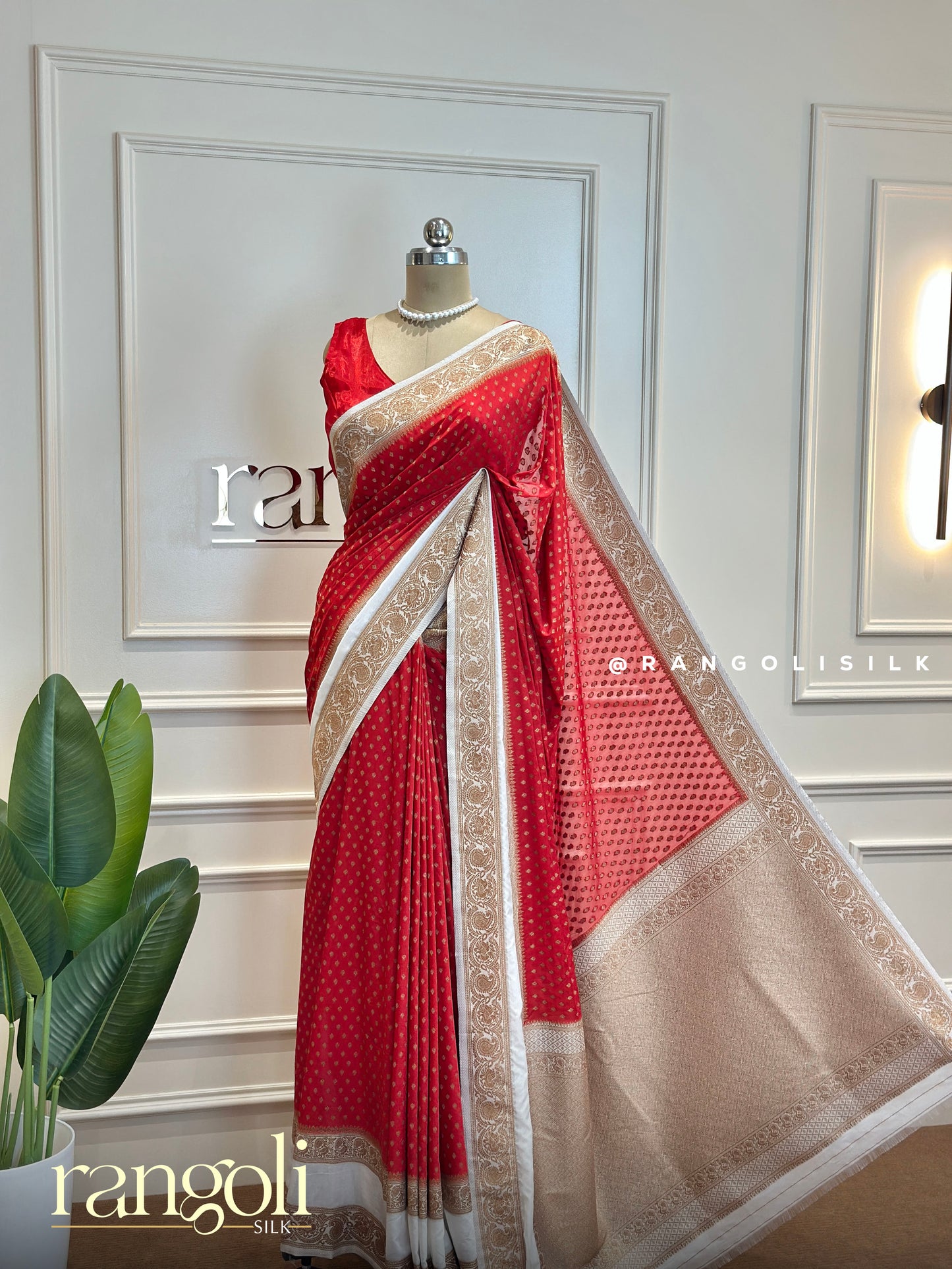 Banarasi Khaddi Georgette Saree with Zari Buttas - Post 493