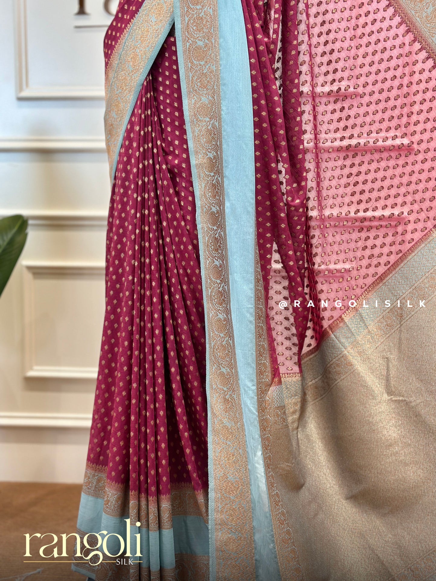 Banarasi Khaddi Georgette Saree with Zari Buttas - Post 493