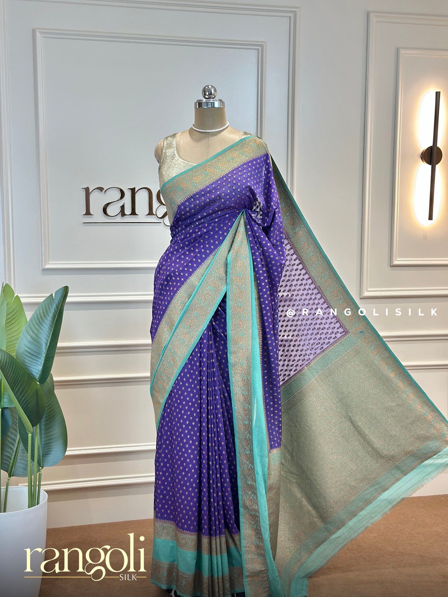 Banarasi Khaddi Georgette Saree with Zari Buttas - Post 493